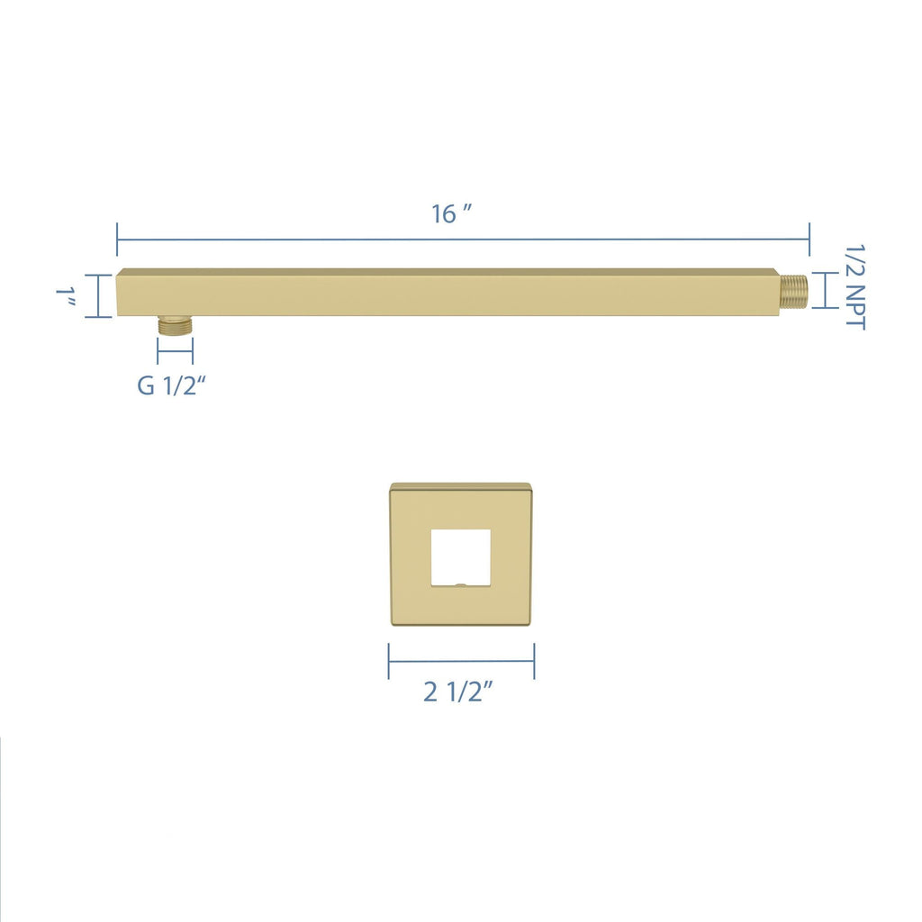 16" Wall Mounted Shower Arm with Flange