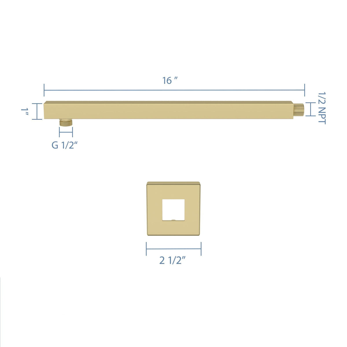 16" Wall Mounted Shower Arm with Flange