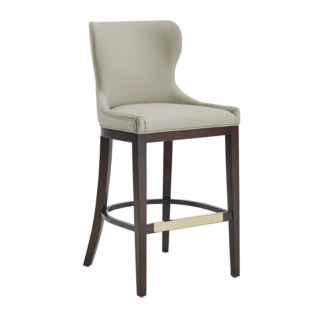 Blair Wood Upholstered Barstool in Stone
