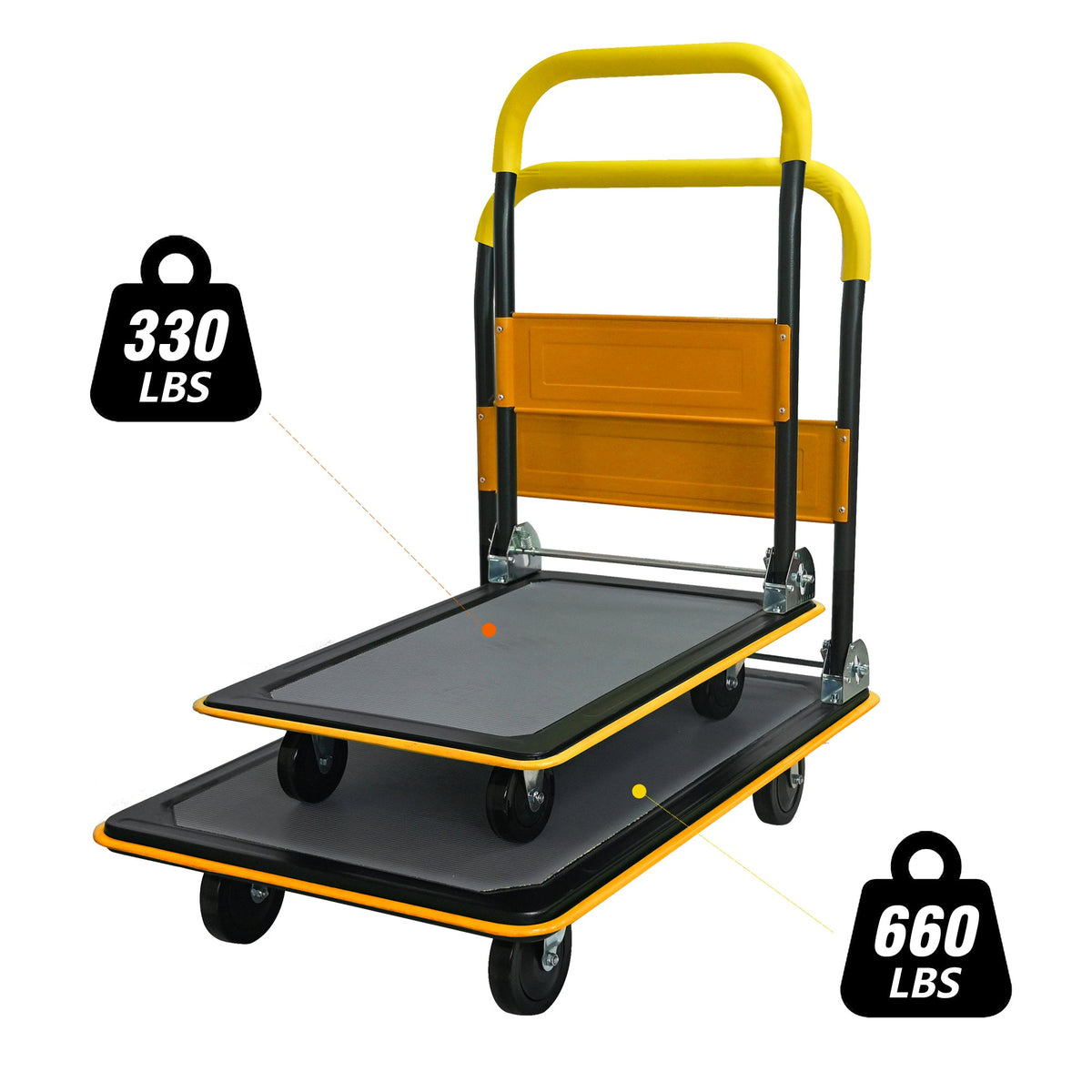 Flatbed Cart with 330lbs Heavy Duty Capacity