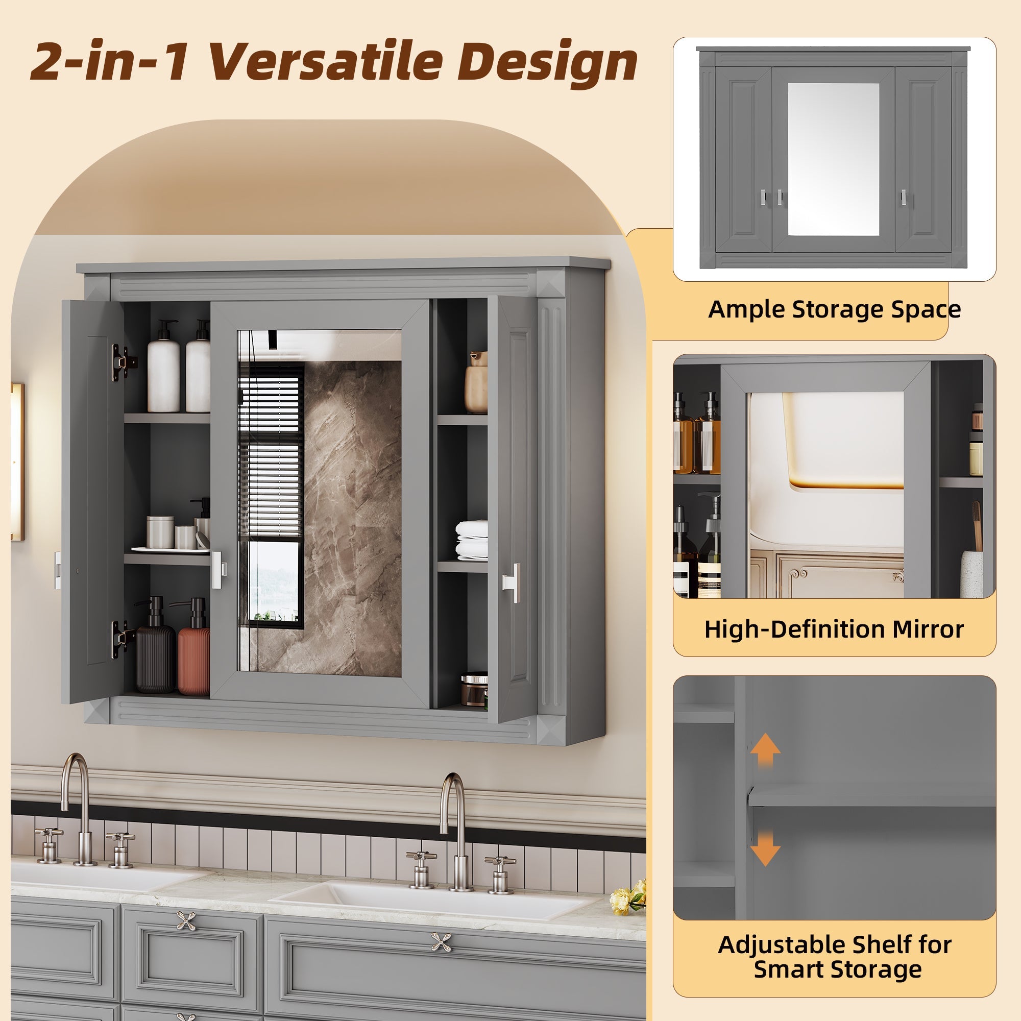 Bathroom Wall Cabinet with Mirror