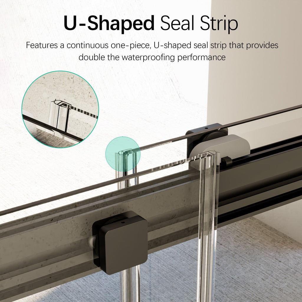 Frameless Double Sliding Shower Door - 46-48" W x 76" H