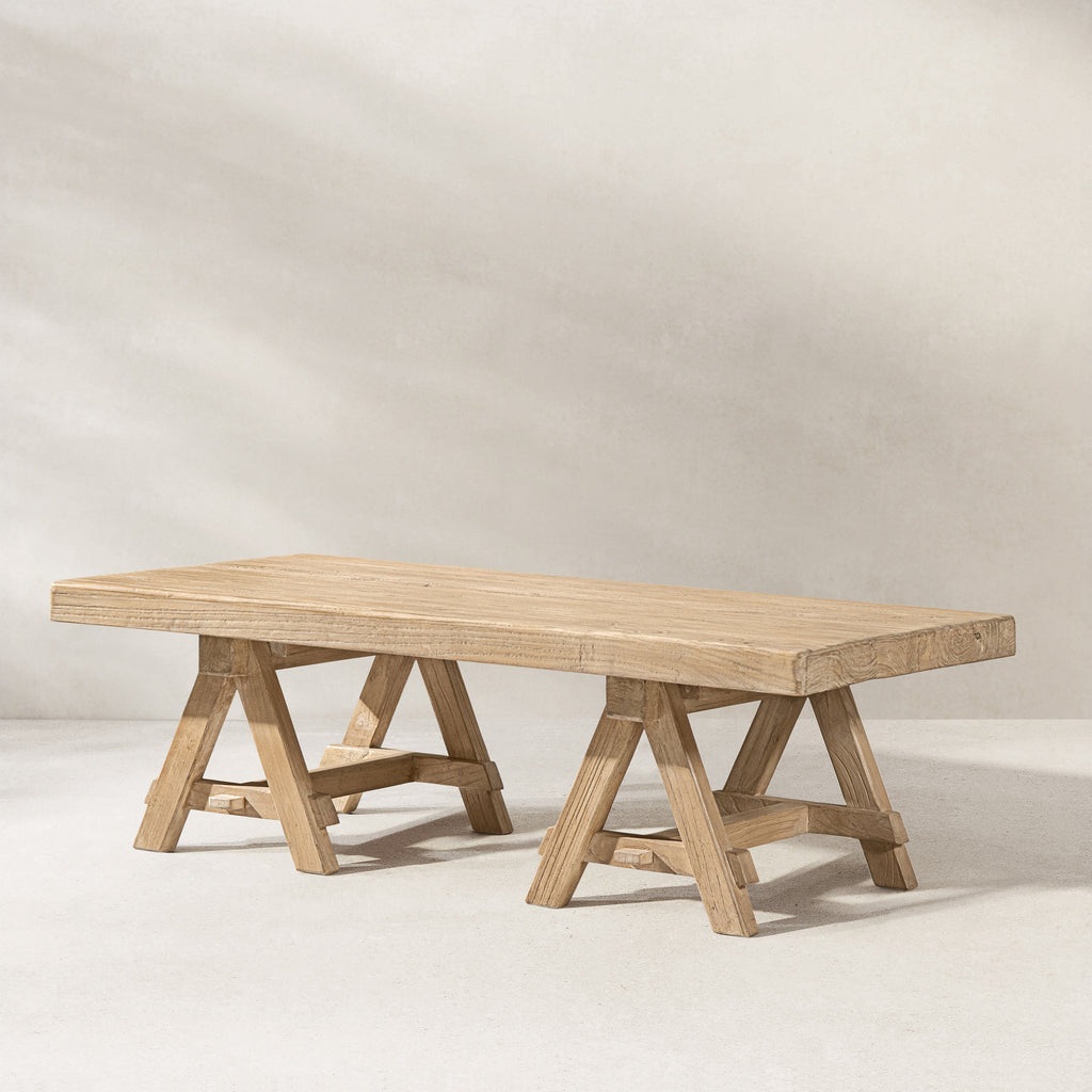 Hawthorne 48" Solid Reclaimed Elm Rectangular Trestle Coffee Table