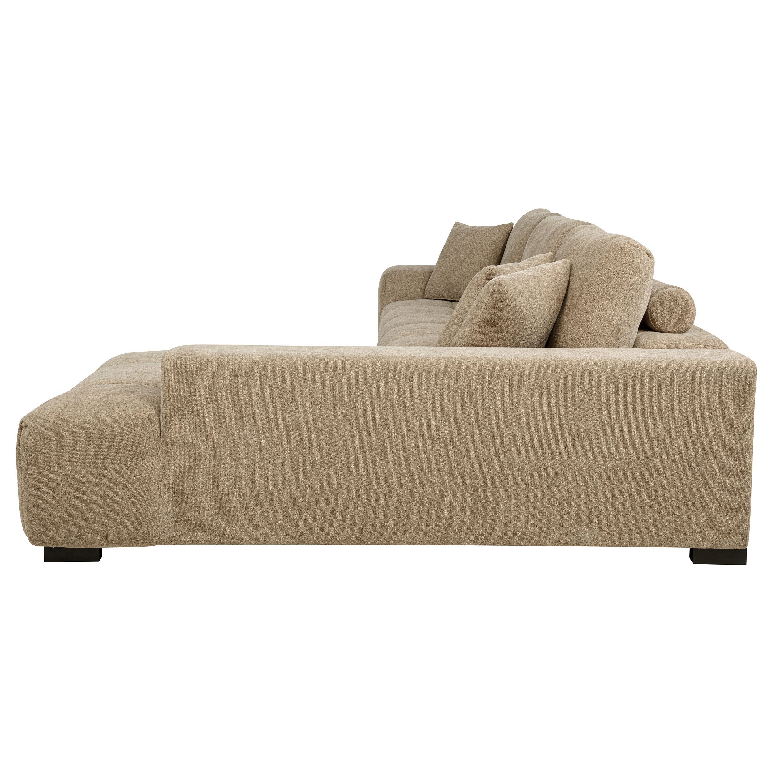 Plather Camel Upholstered Sectional Chaise Sofa