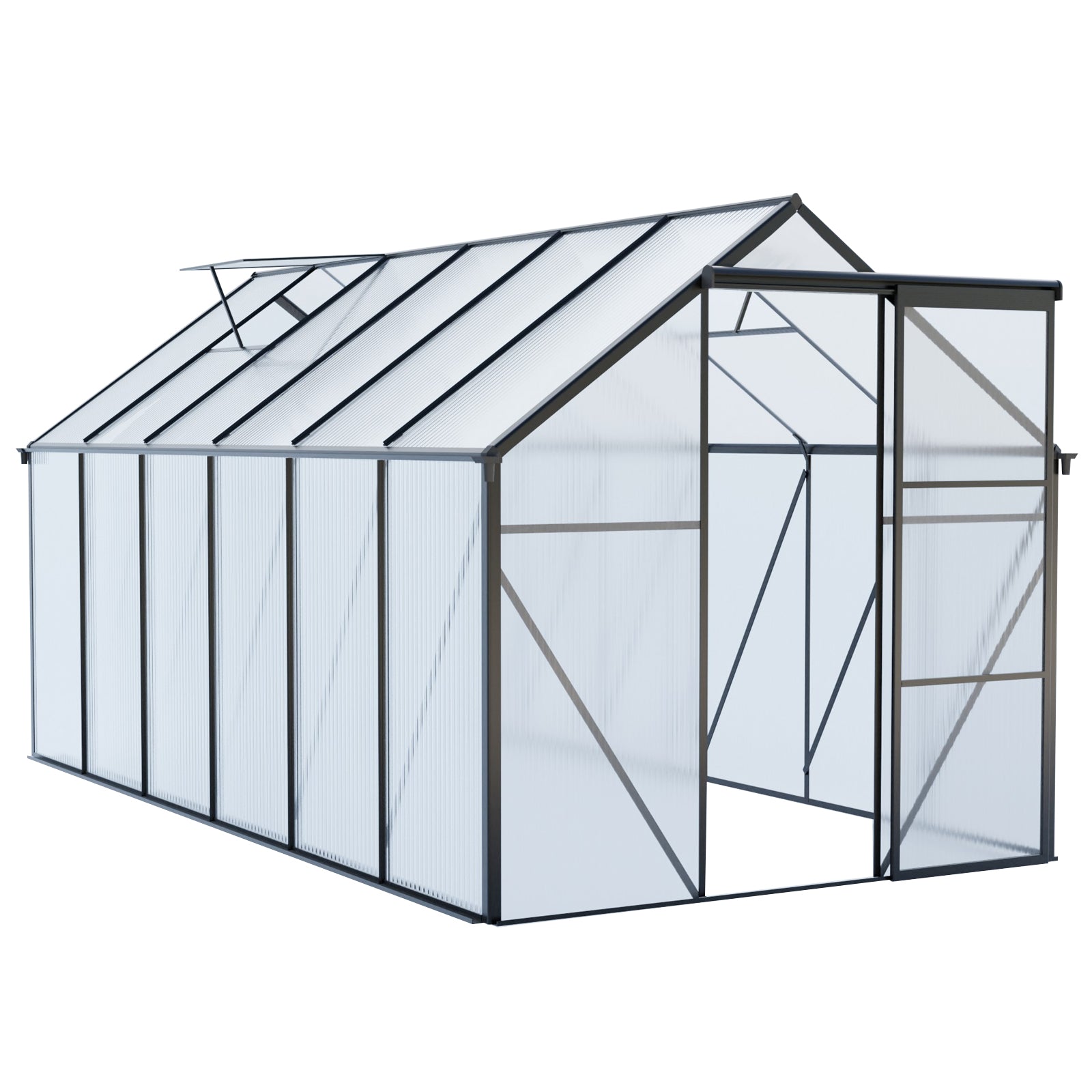 6x12 FT Polycarbonate Greenhouse with Raised Base