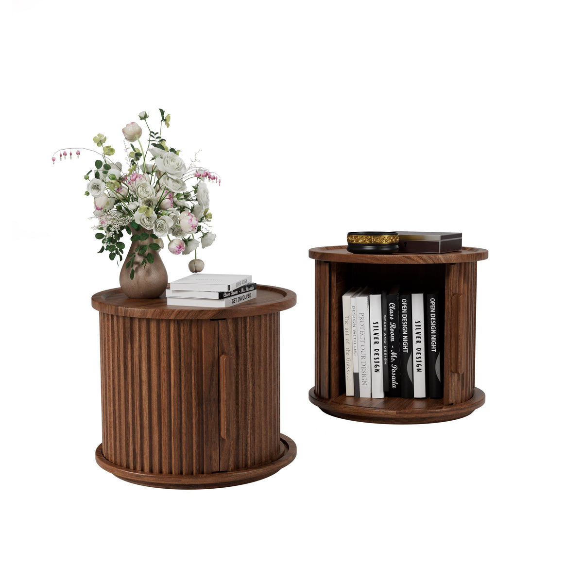 2-Piece Round Coffee Table Set, Modern Nesting Side Tables