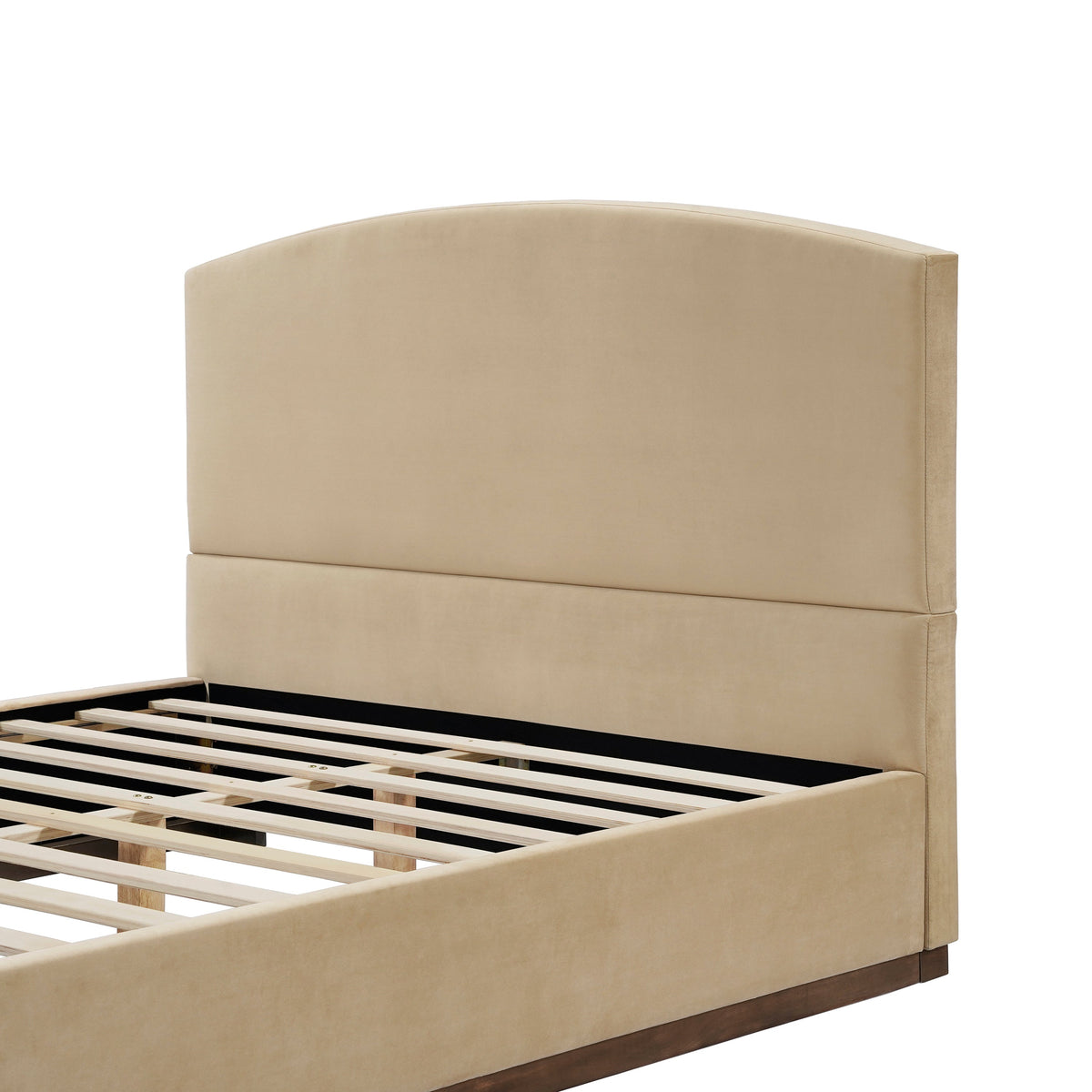 Queen Size Upholstered Bed Frame With Velvet Fabric