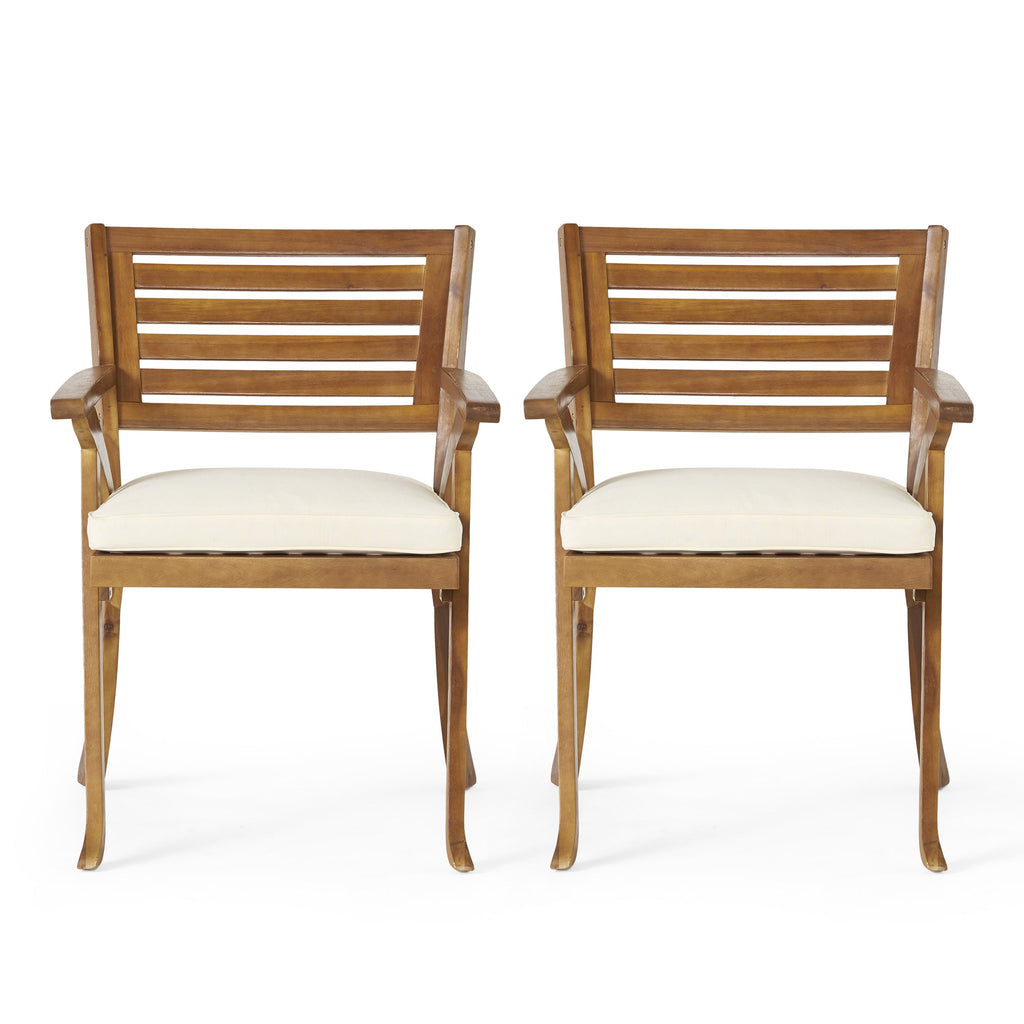 Outdoor Hermosa 3 Pieces KD Wood Dining Set With Cushions