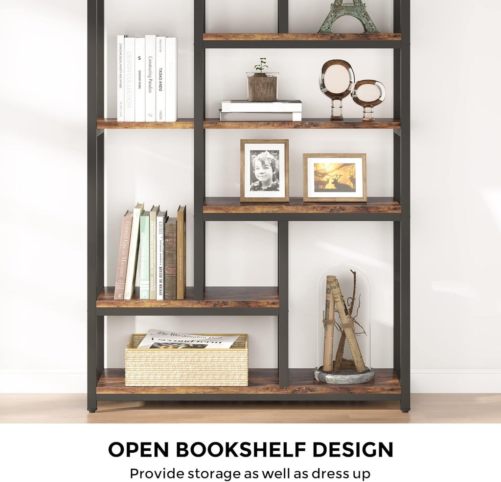 78.7" Extra Tall 7-Tier Industrial Vintage Rustic Bookcase