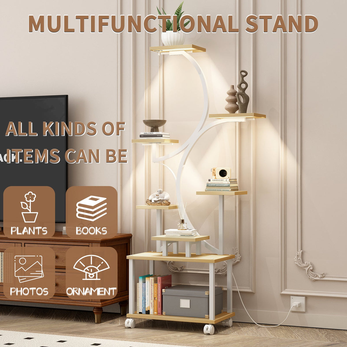 62" Indoor Plant Stand with Grow Lights