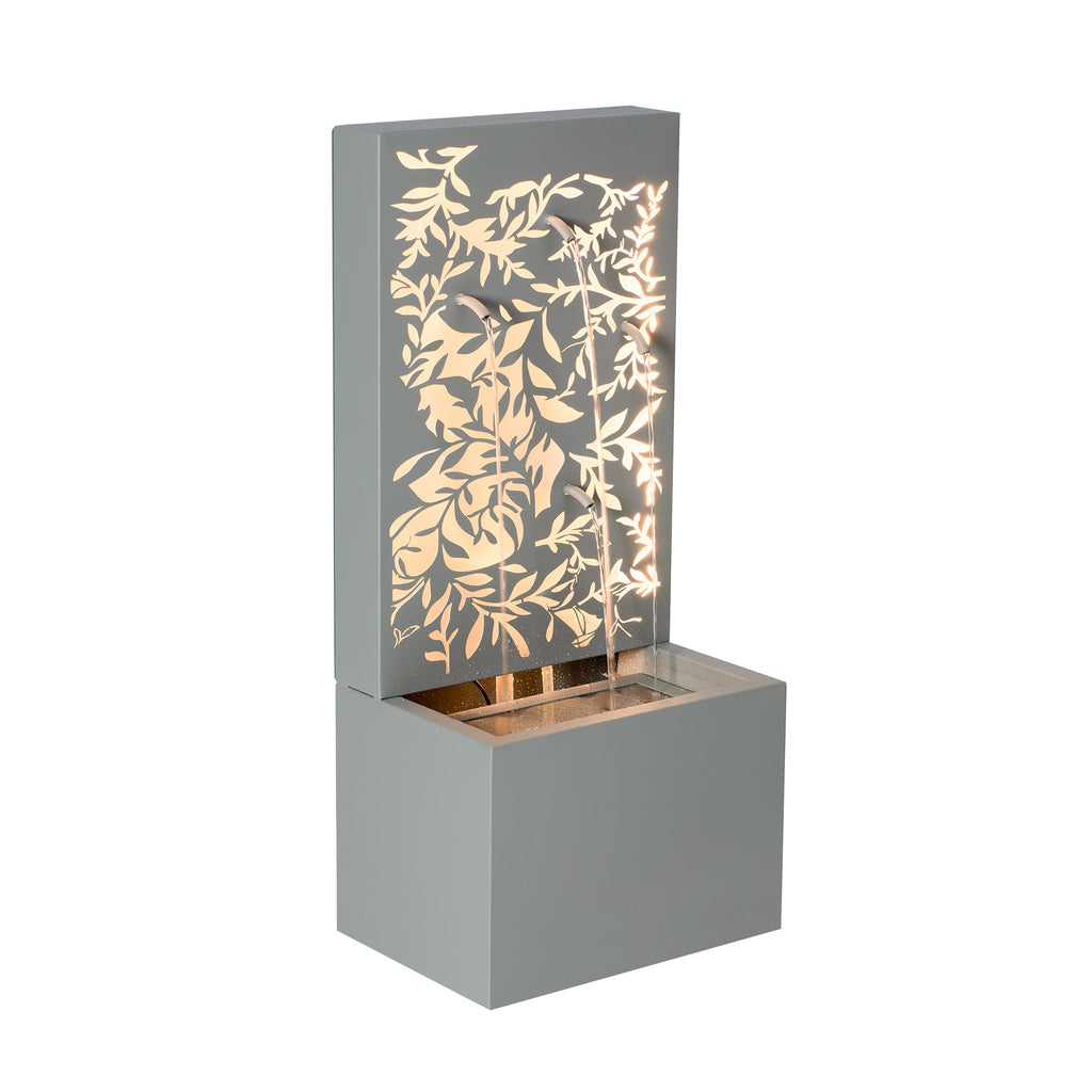 Light Gray Metal Leaf Cutout Water Wall Fountain