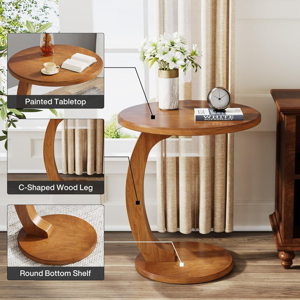 18.9" C-Shaped Round End Table