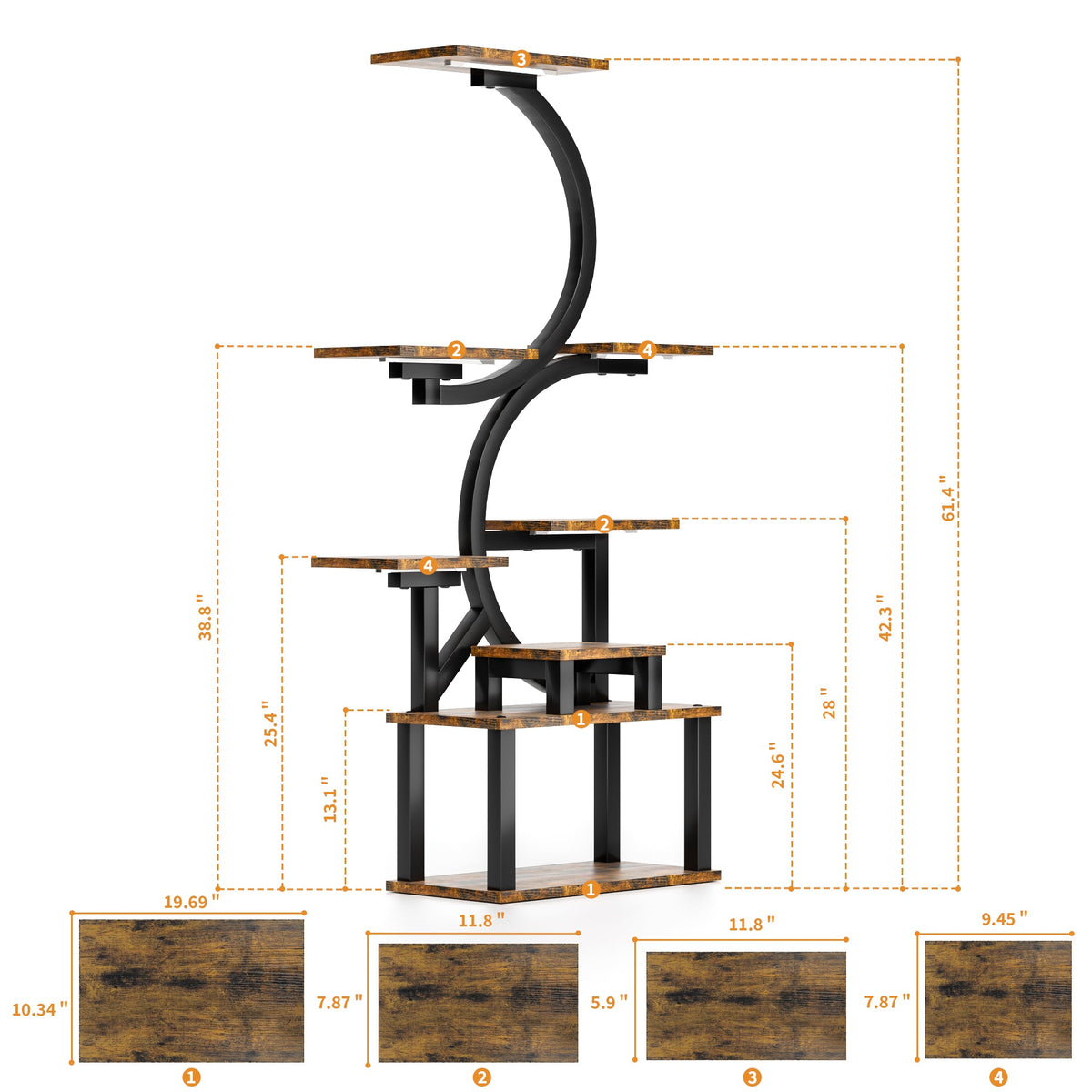 8-Tiered Indoor Plant Stand with Grow Lights