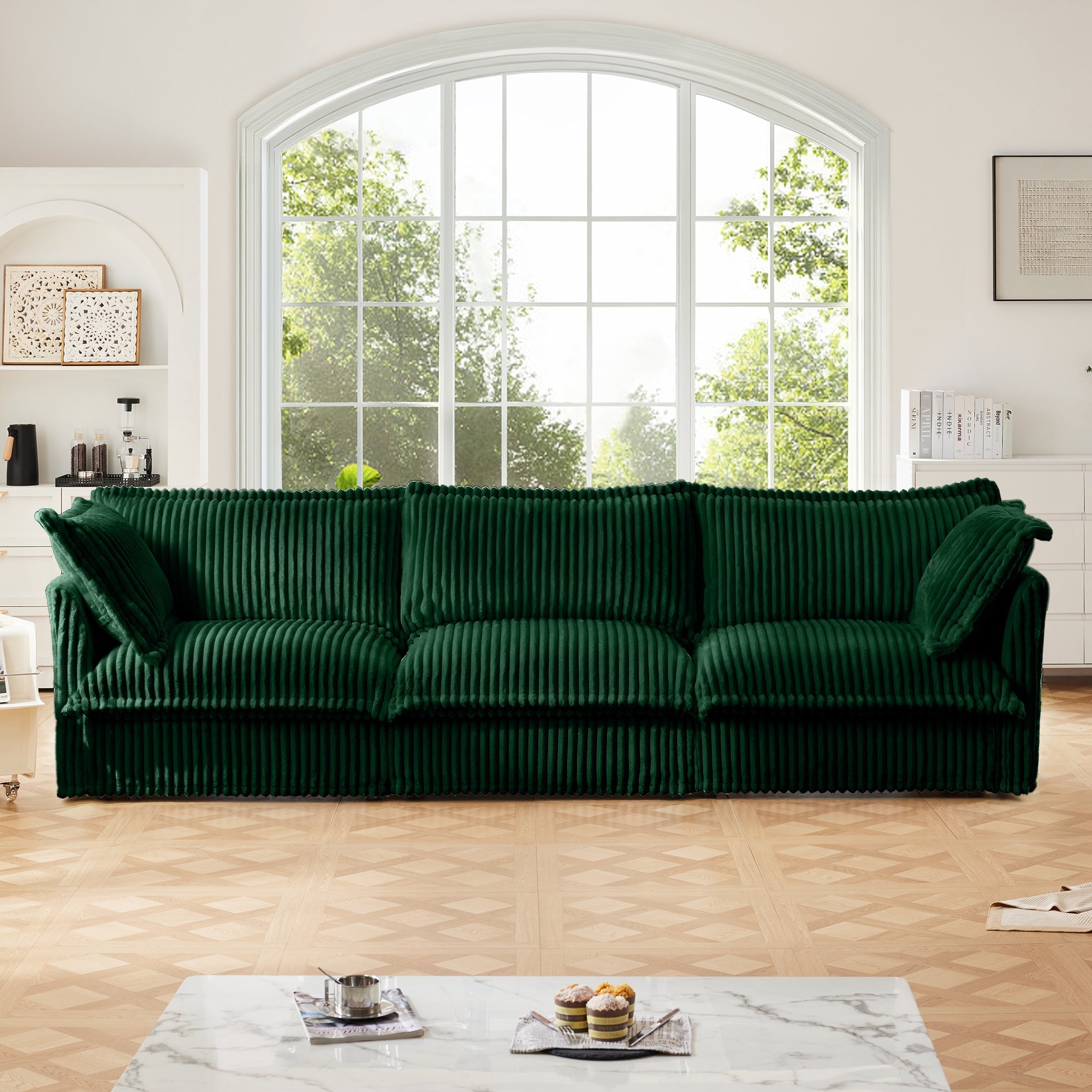 Modern 3 Seater Slipcovered Sofa Couch