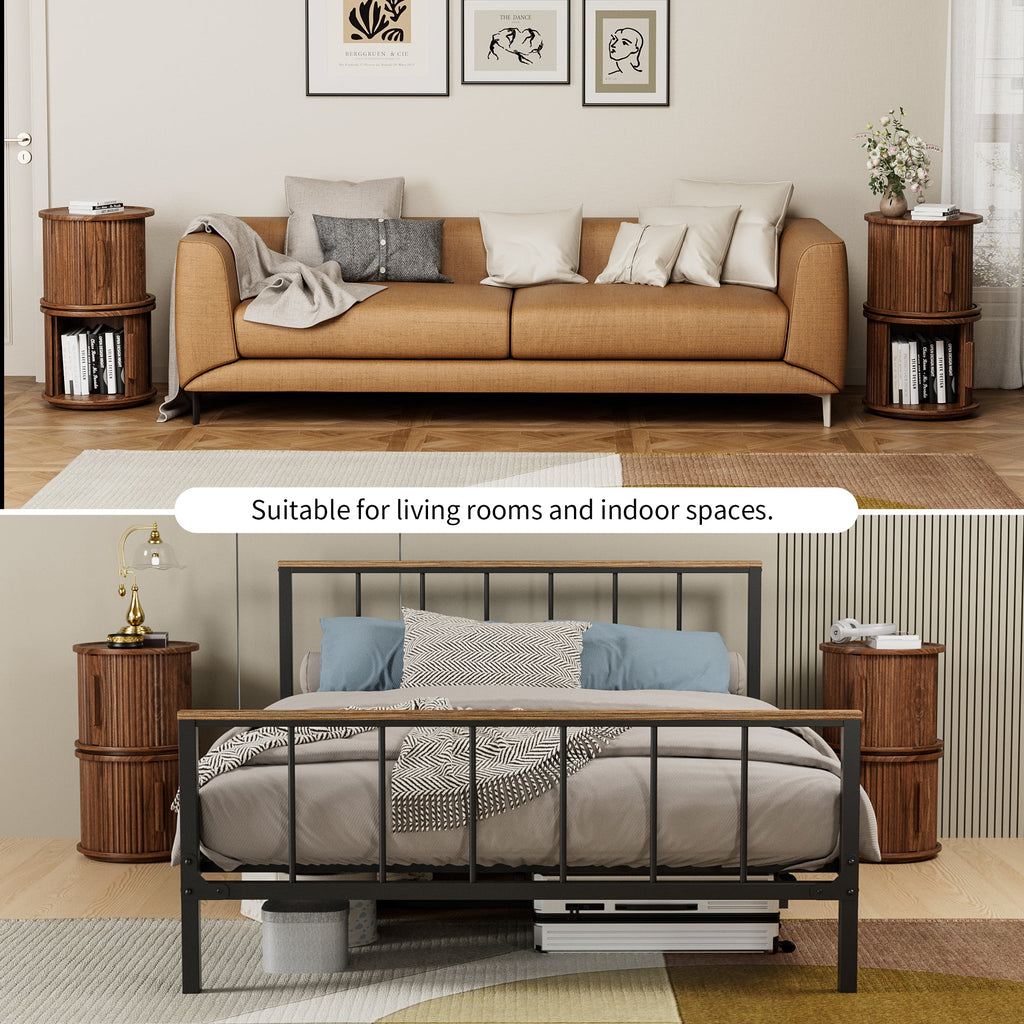 2-Piece Round Coffee Table Set, Modern Nesting Side Tables