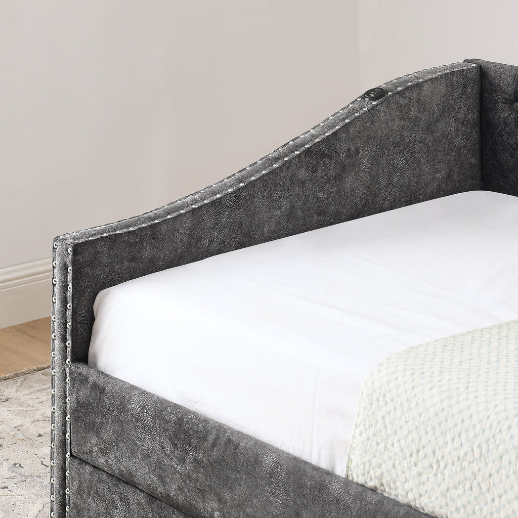 Twin Size Daybed with USB Charging & Pull-out Extendable Bed