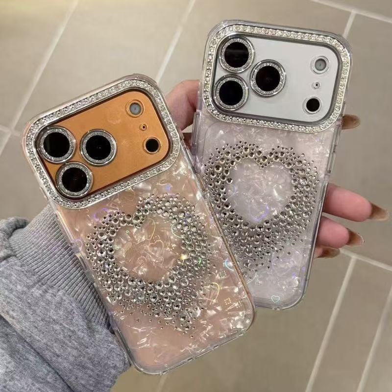 Rhinestone Dot-tipped Tassel Heart Phone Case