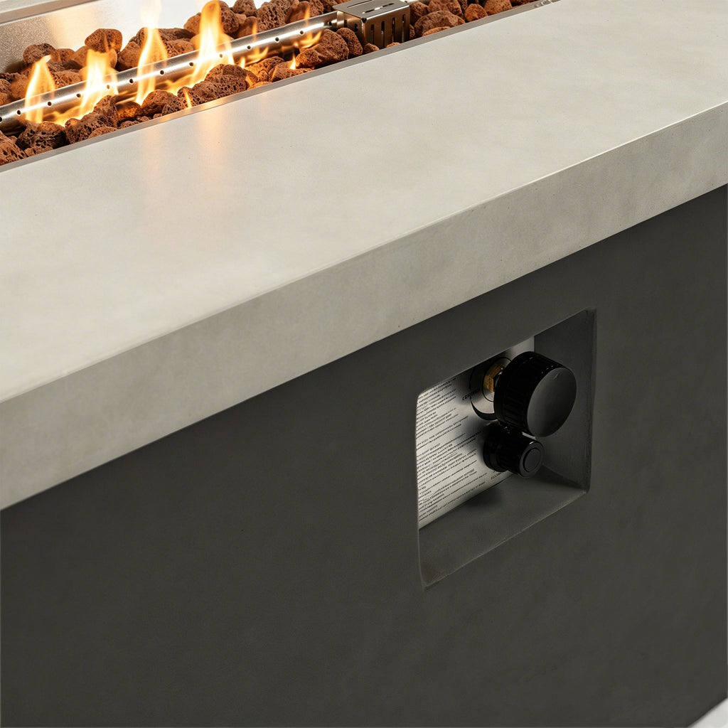 Outdoor 60-Inch Rectangular Dark Grey Concrete Fire Pit Table