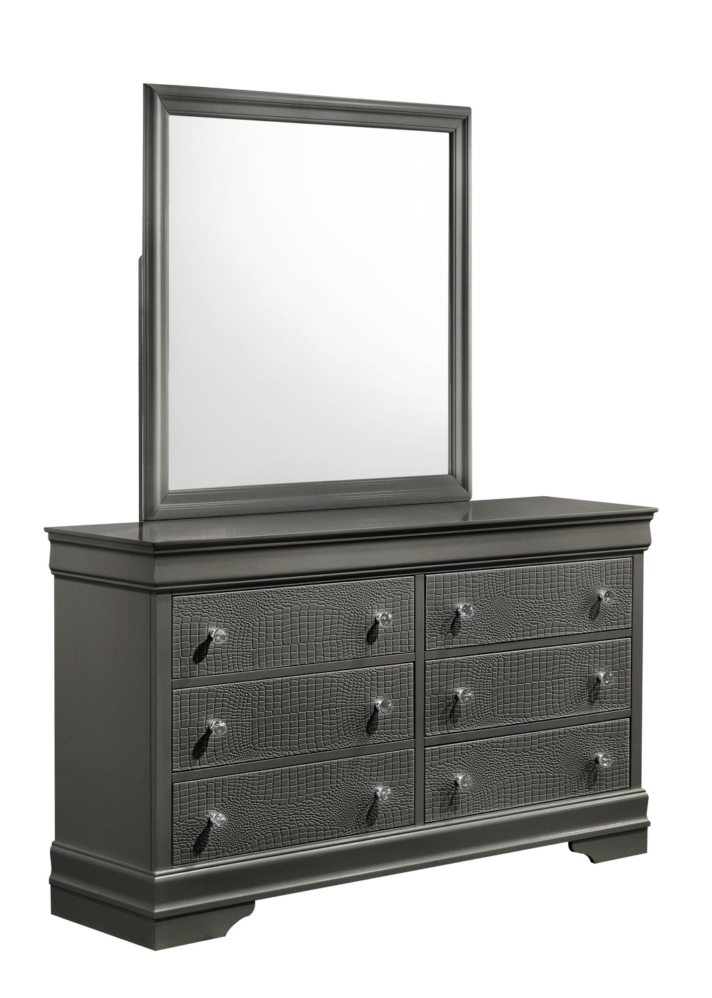 Blaze Modern Style Mirror Made with Wood in Metallic Gray