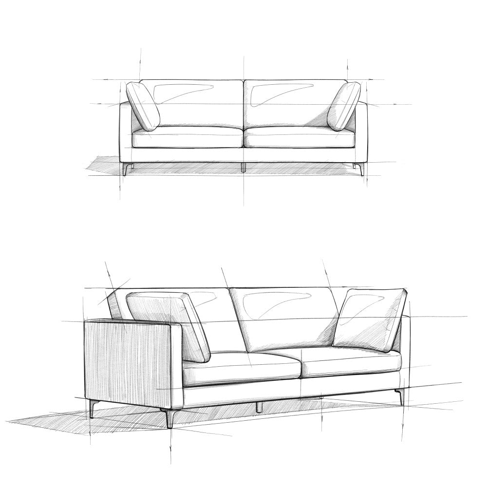 Ava 90 Inch Mid Century Sofa