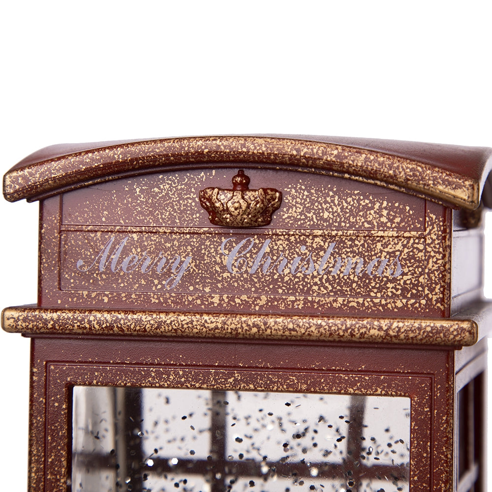 4x4x10"H Christmas Lighted Water Spinning Phone Booth With Santa