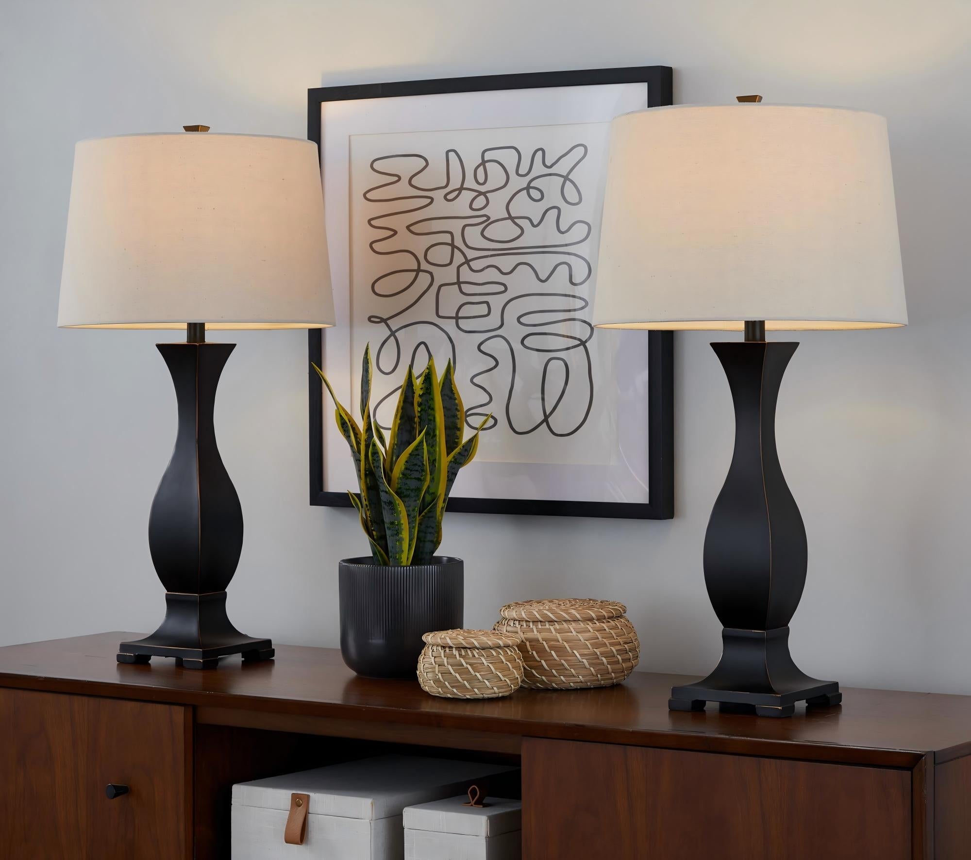 29" Contemporary Polyresin Table Lamp in Oil Rubbed Bronze
