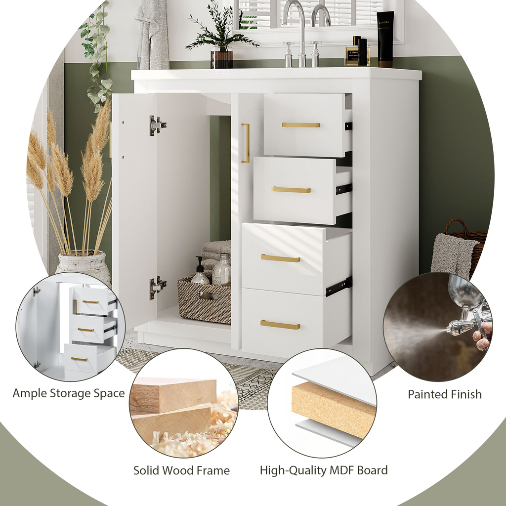 30'' Bathroom Vanity with Ceramic Sink Combo