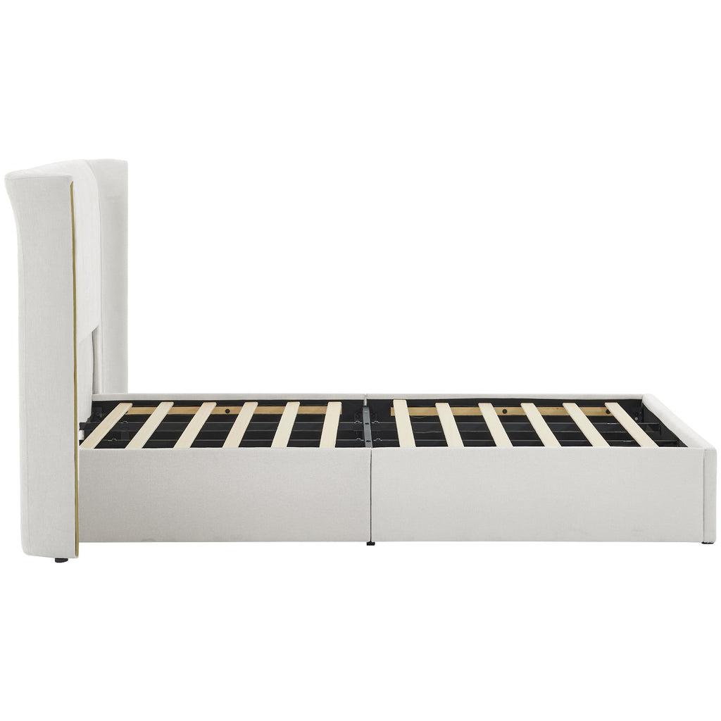 King Size Luxury Wing-Back Upholstered Bed Frame