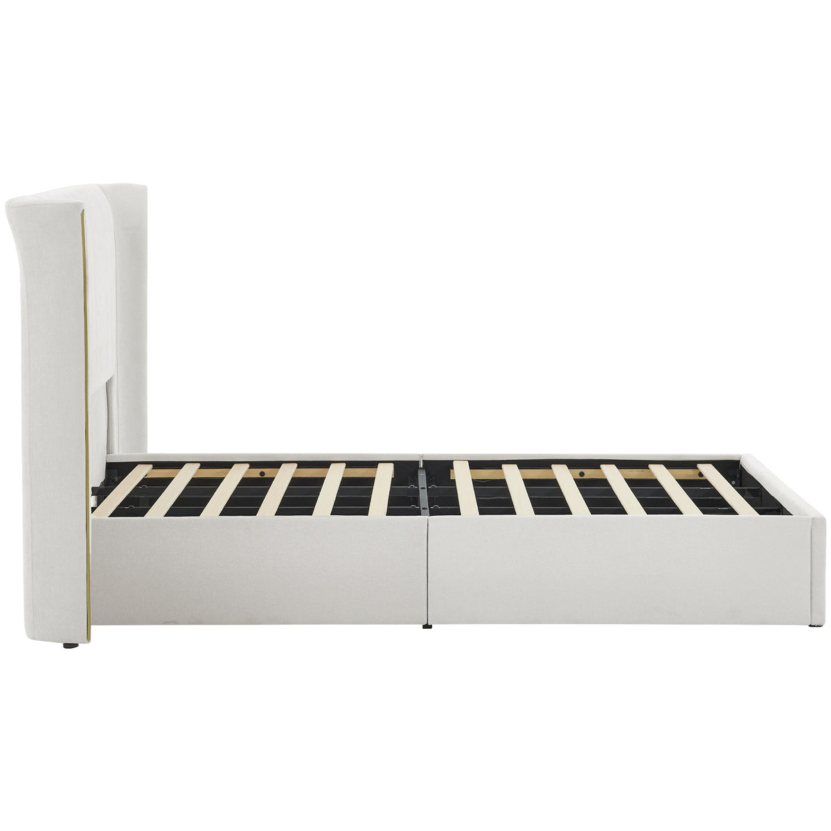 King Size Luxury Wing-Back Upholstered Bed Frame