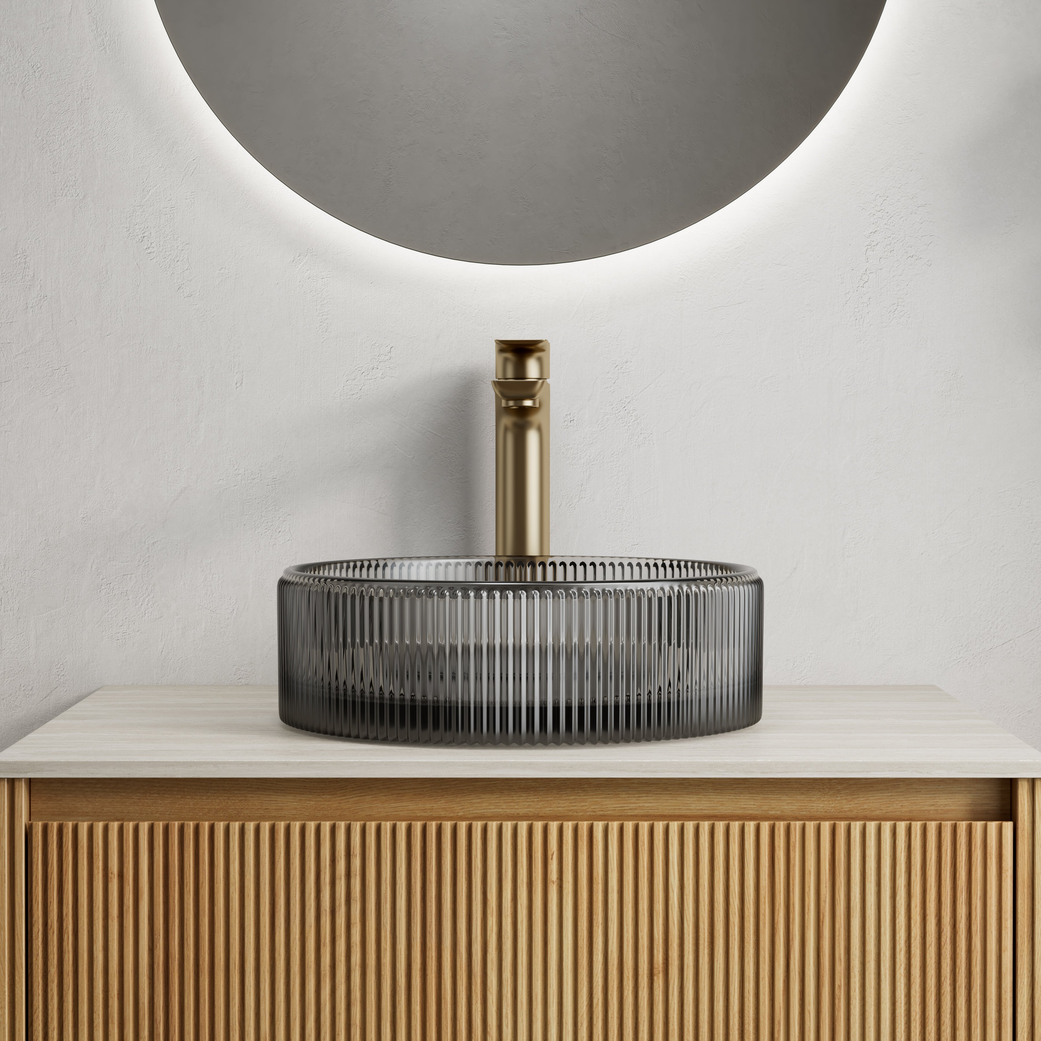 Sonny 16'' Bathroom Round Crystal Glass Sink without Faucet