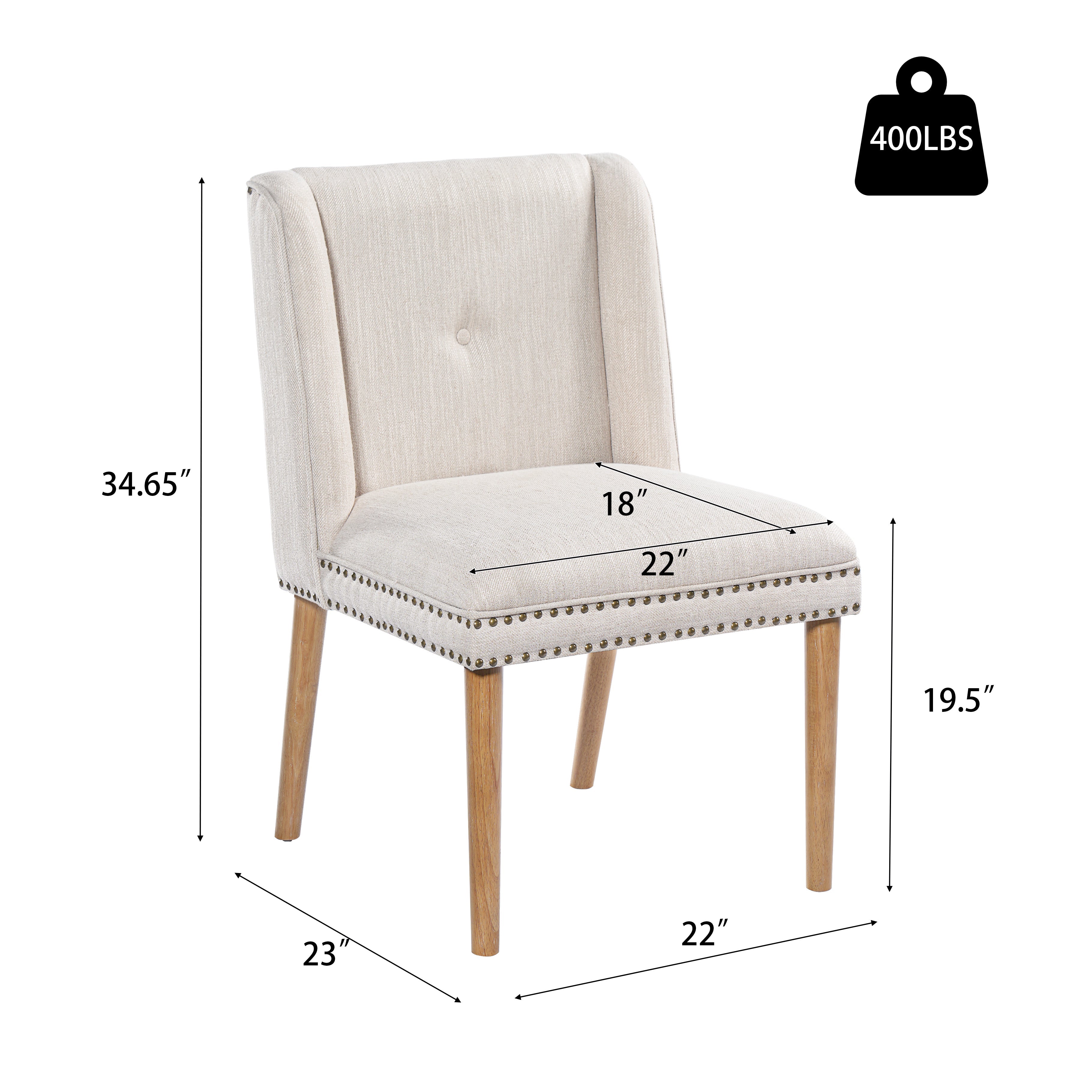 Light Luxury Rivet Upholstered Dining Chair (Set of 2)