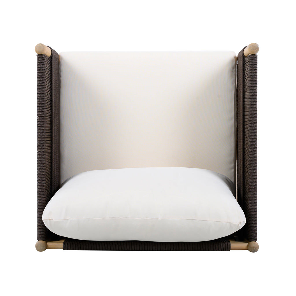 Outdoor Acacia Wood Club Chair with Diamond Rope Weave & Cushions
