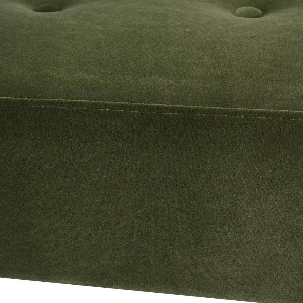 Jared Roll Arm Tufted Bench Settee, Olive
