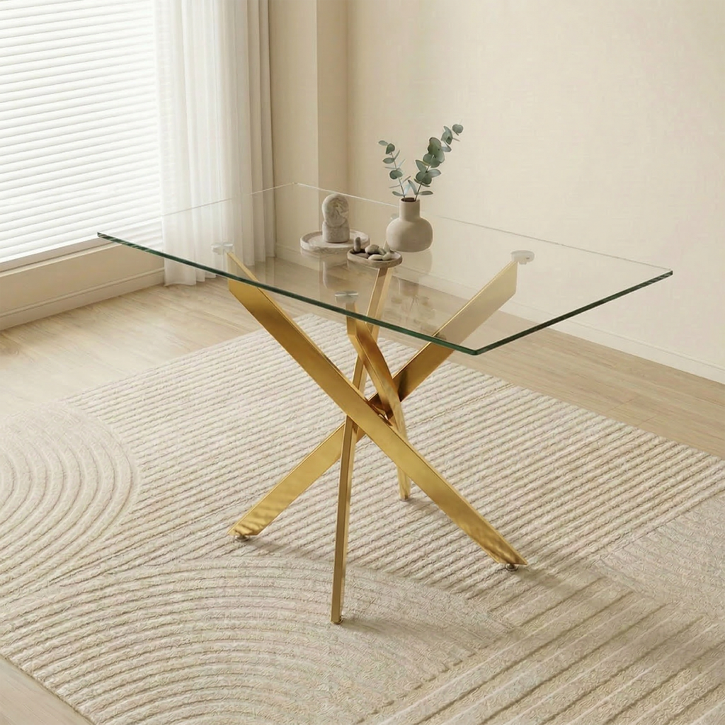 47.24" Rectangular Glass Dining Table