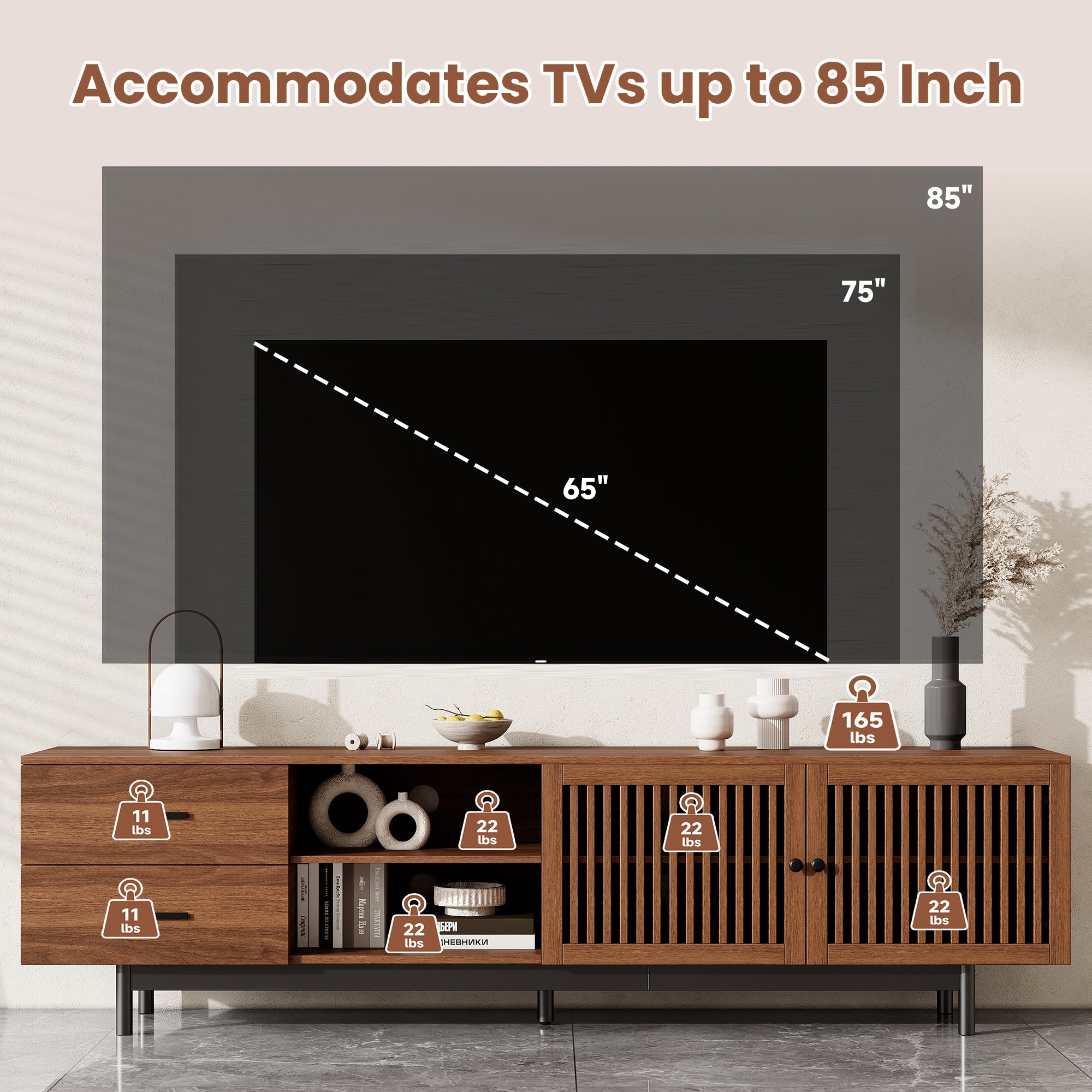 78 Inch Modern TV Stand for TVs up to 85"