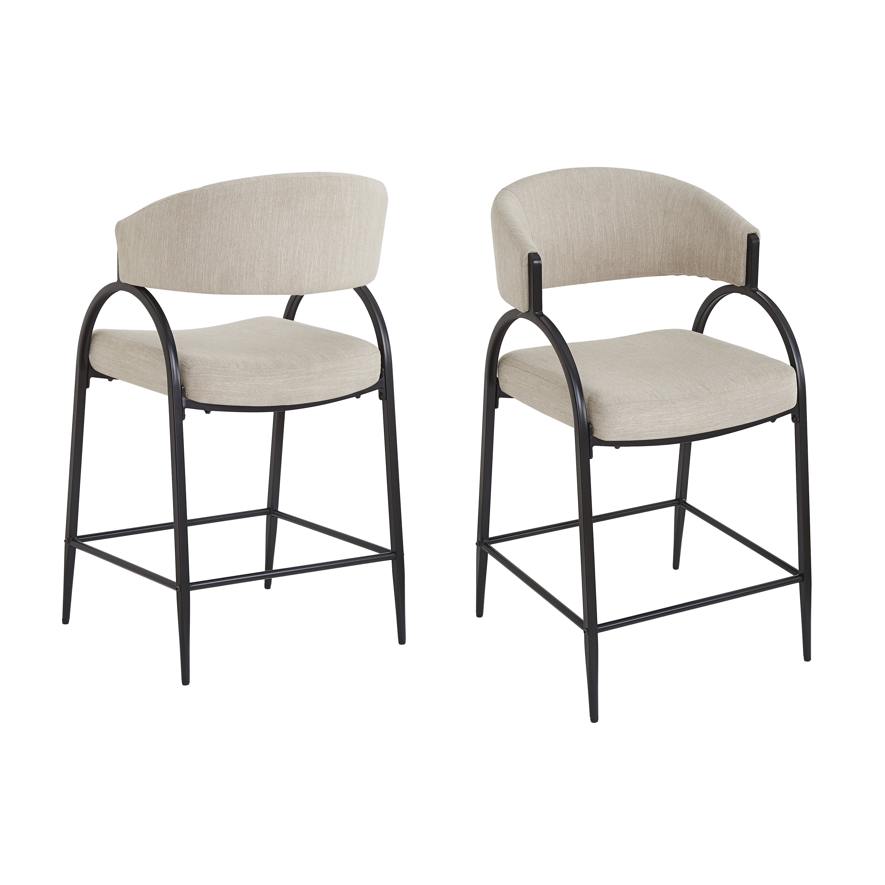 25" Seat Height Modern Fabric Bar Stools with Back