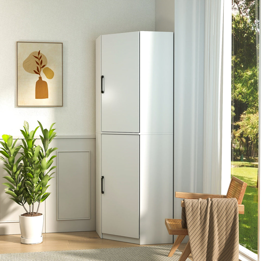 White Corner Kitchen Pantry Cabinet