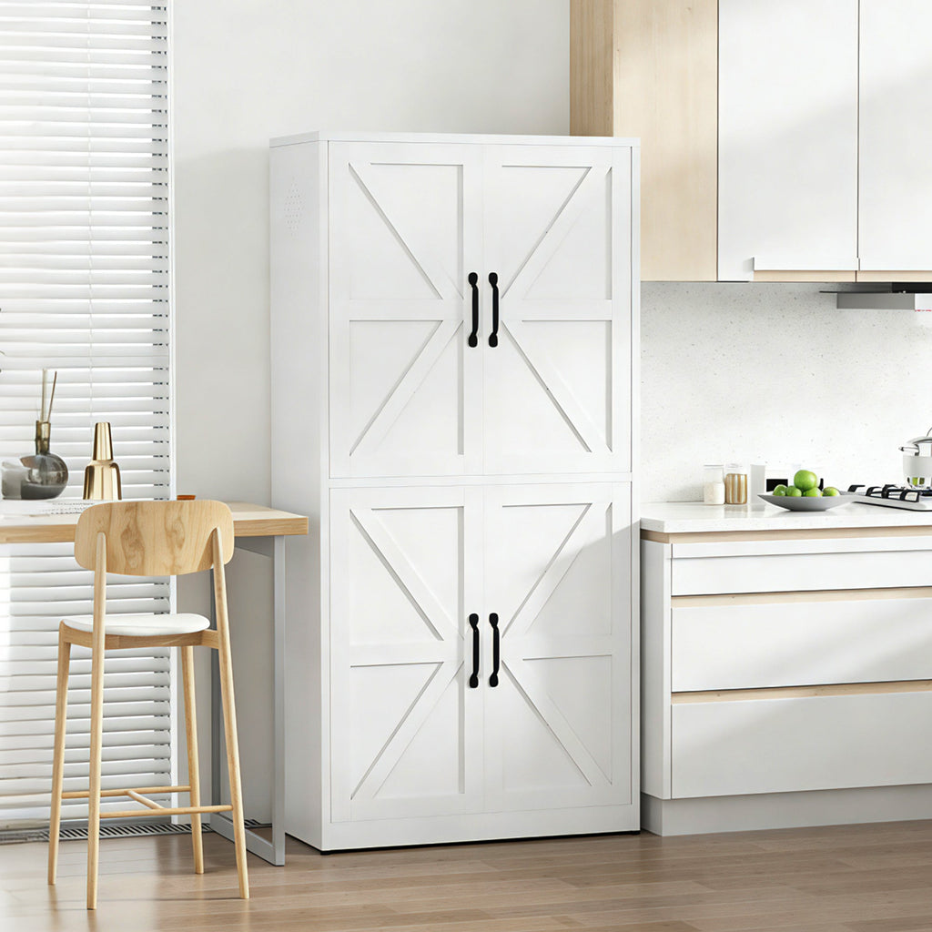 White Steel Kitchen Pantry Storage Cabinet