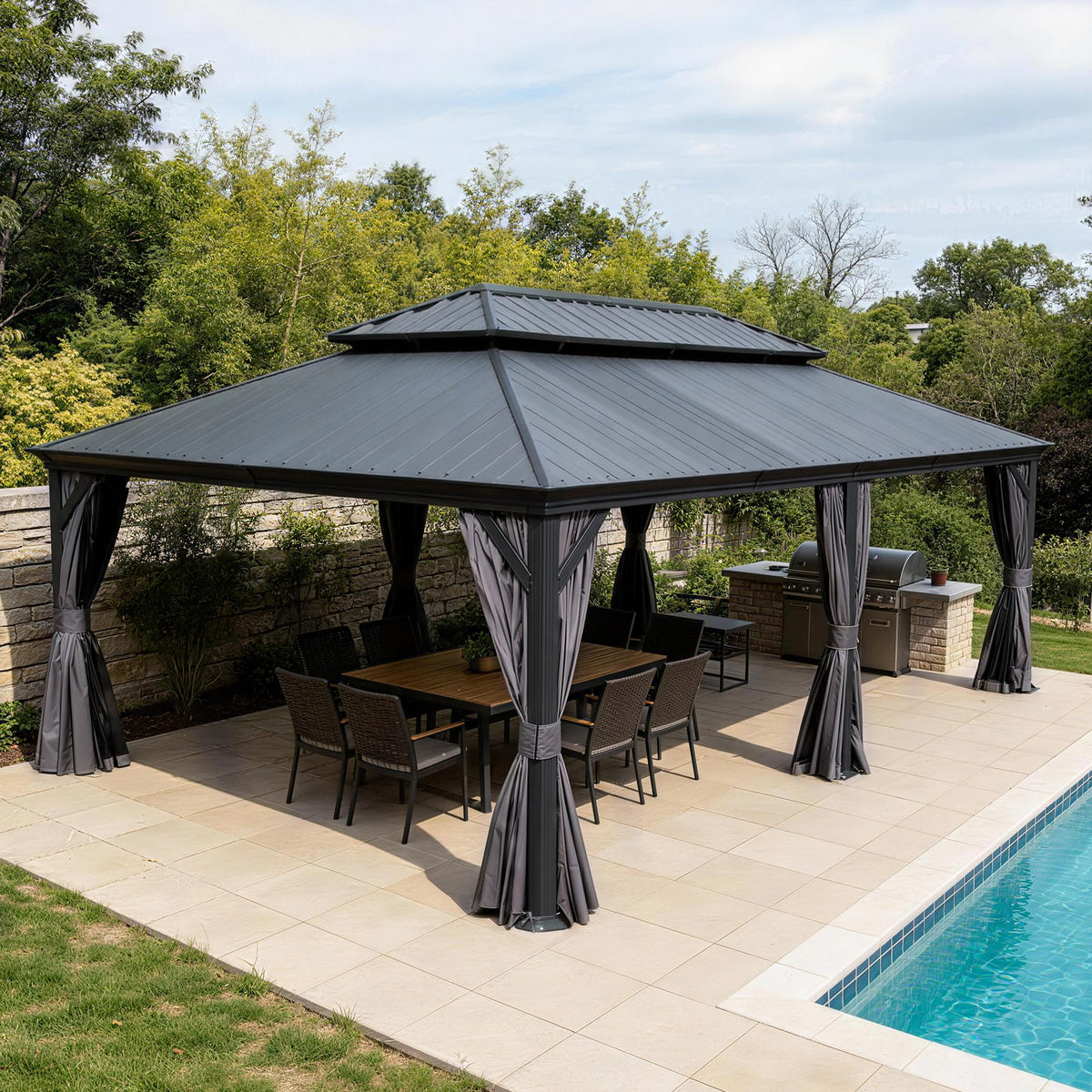 14'x24' Hardtop Gazebo with Resin Roof