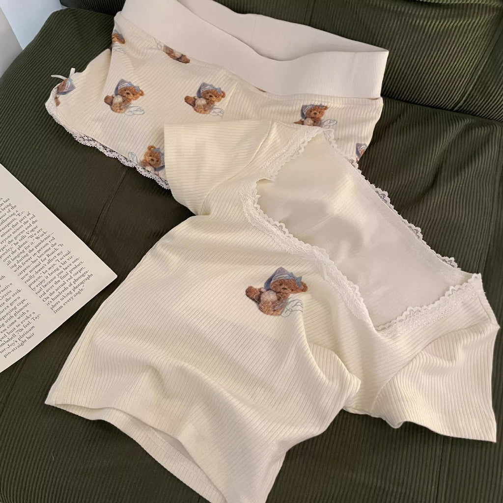Cute Little Bear Lace Shorts Womens Summer Thin Style