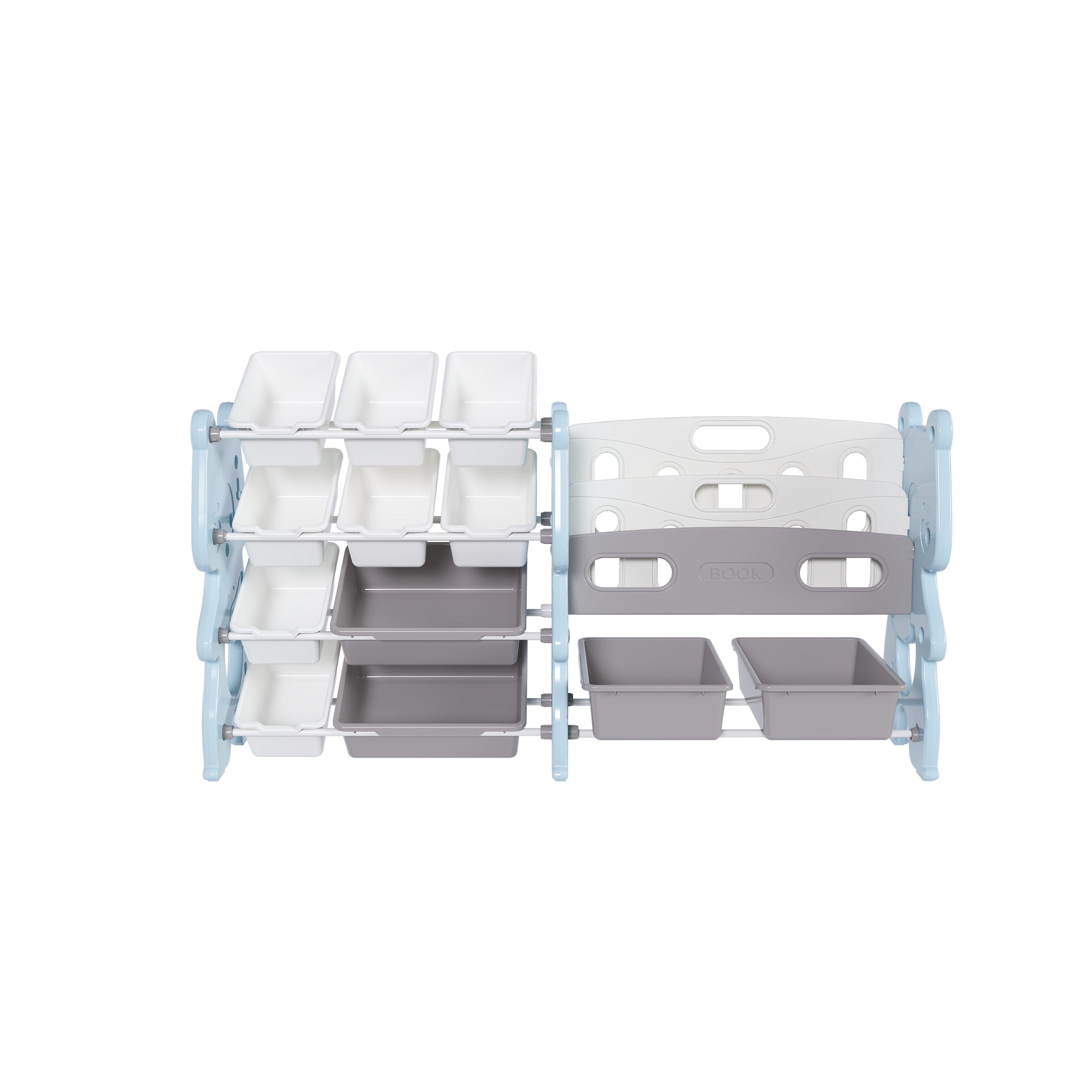 Kids Toy Storage Organizer with 2 Tier Bookshelf