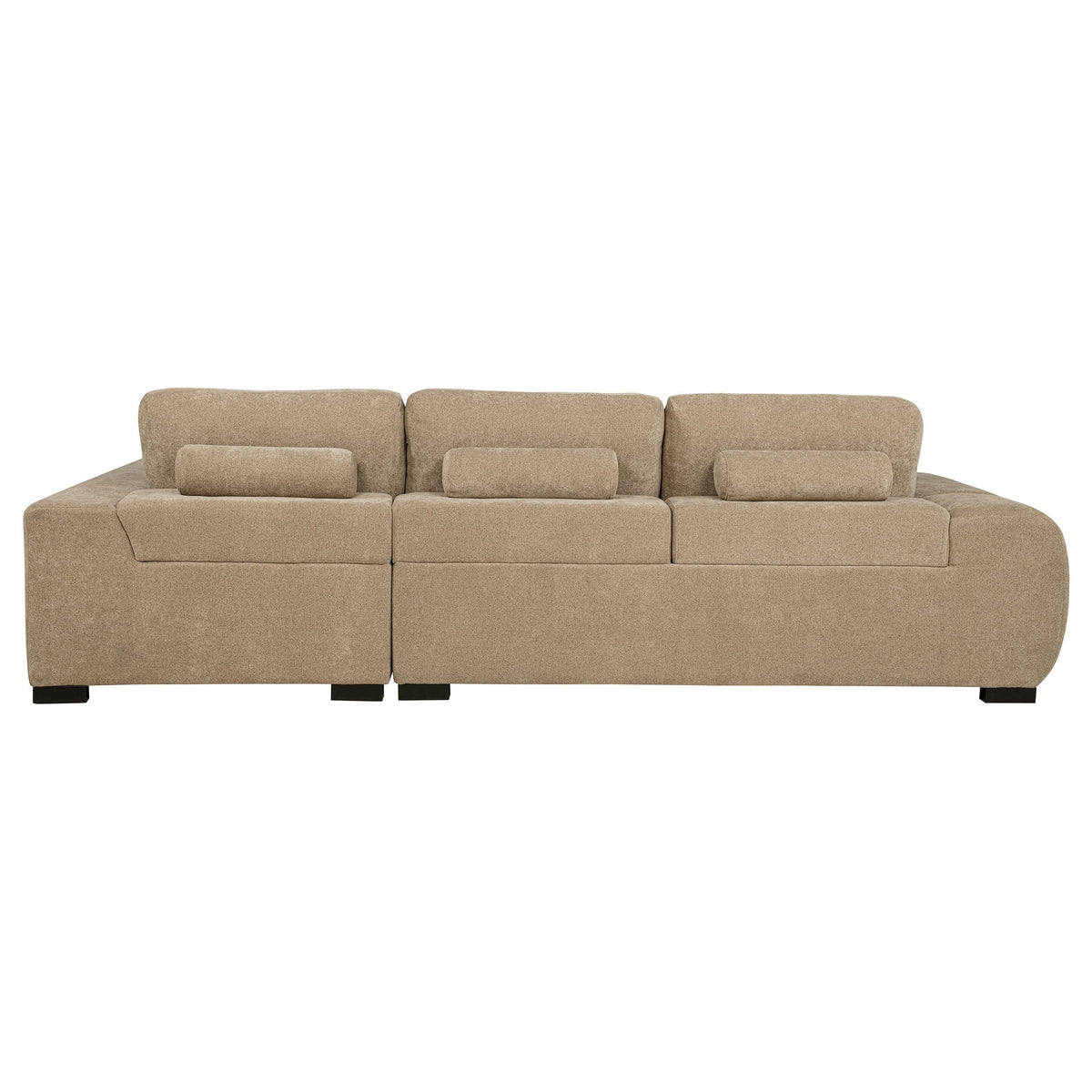 Plather Camel Upholstered Sectional Chaise Sofa
