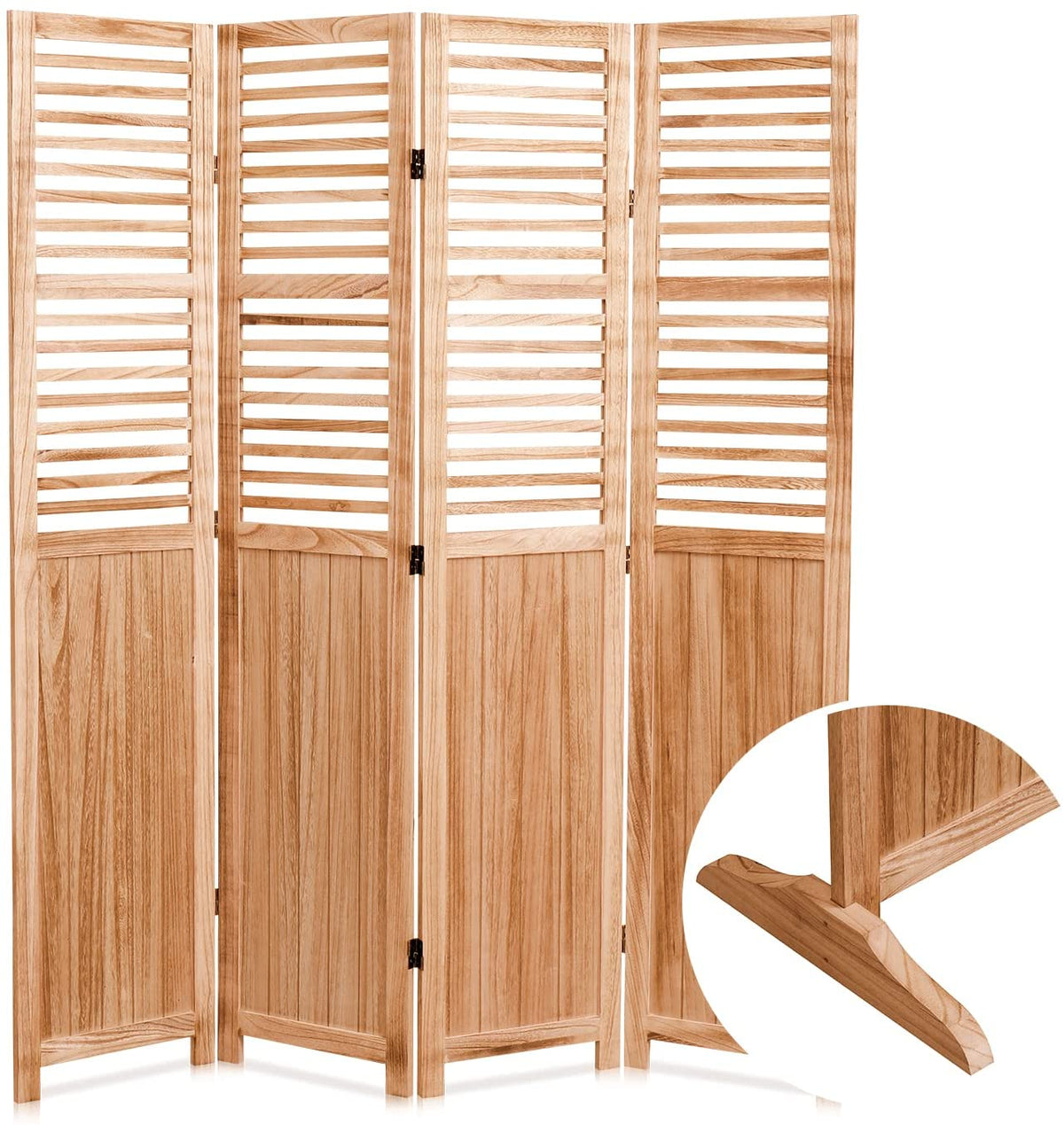 4-Panel Solid Wood Folding Room Divider
