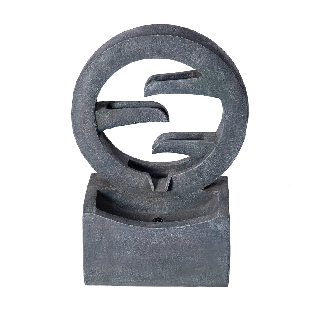 26.77"H Modern Circular Outdoor Fountain with LED Light