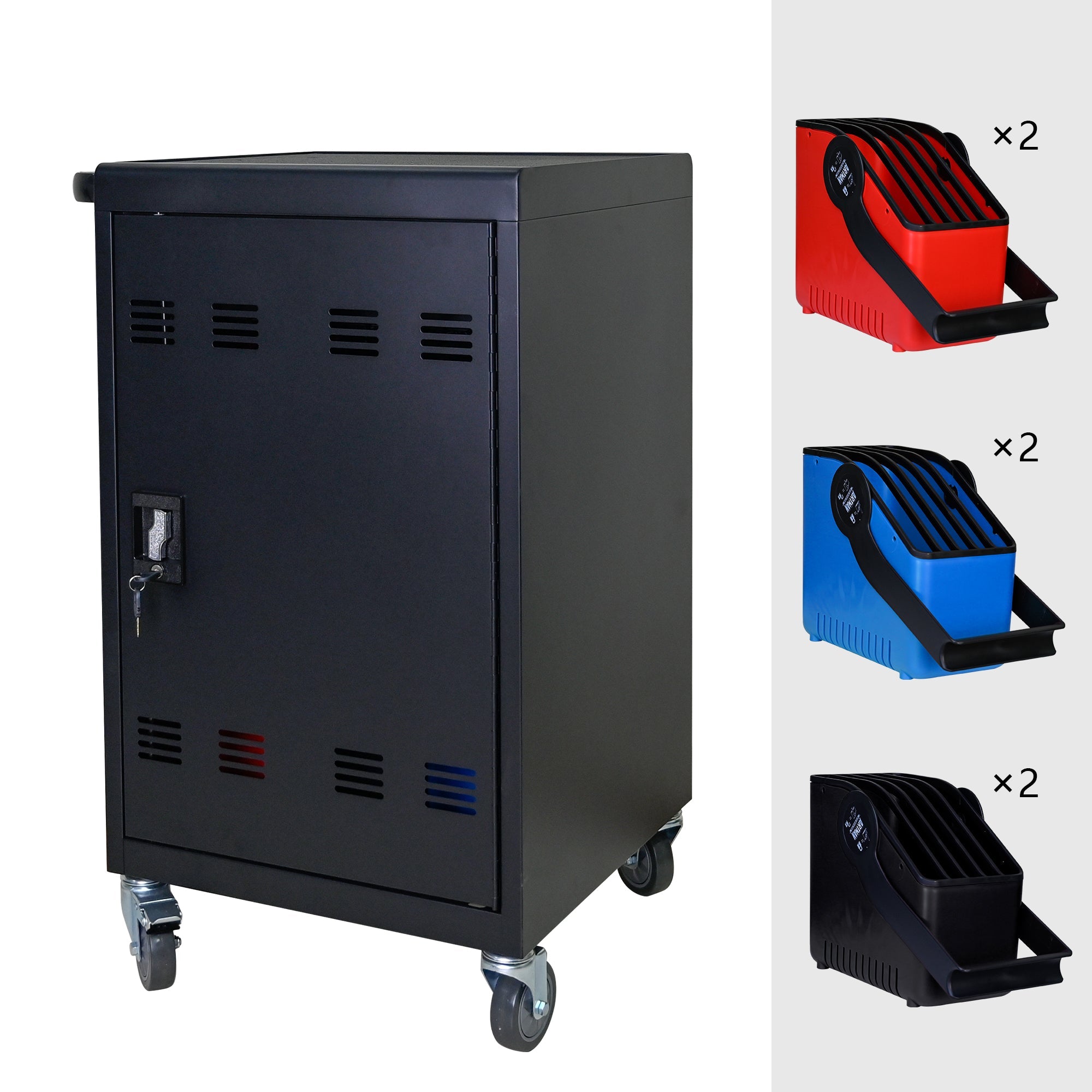 Tablet Laptop Device Basket for Mobile Charging Trolley - Black