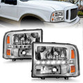 Anzo 2000-2004 Ford Excursion Crystal Headlights Chrome w/ LED 1pc