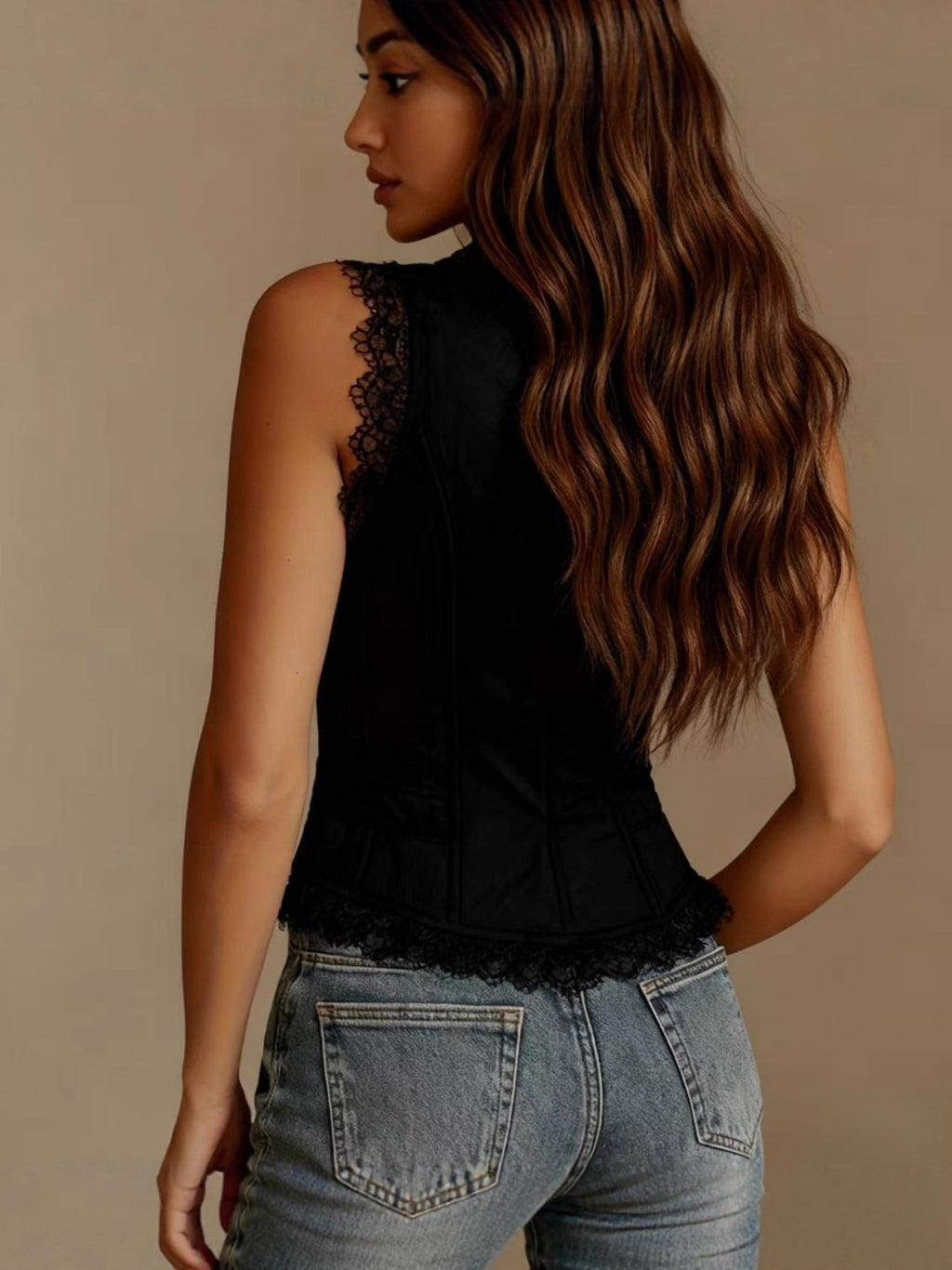2025 New Women's Western Cowboy Style European And American Style V-neck Spicy Girl Vest Top