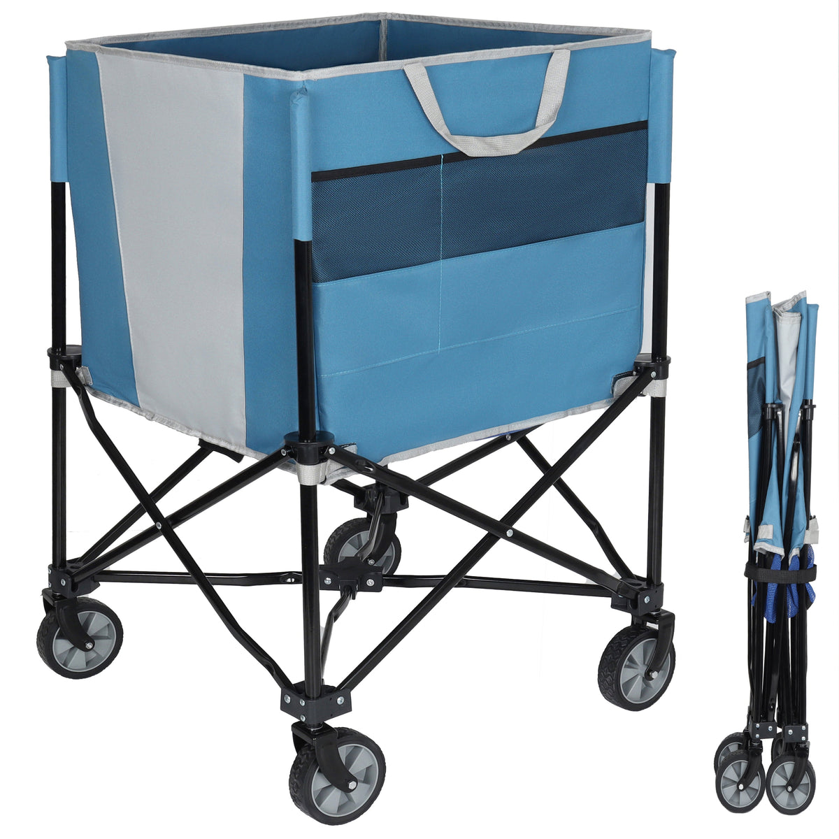 Rolling Ball Storage Cart with Wheels, Blue/Gray