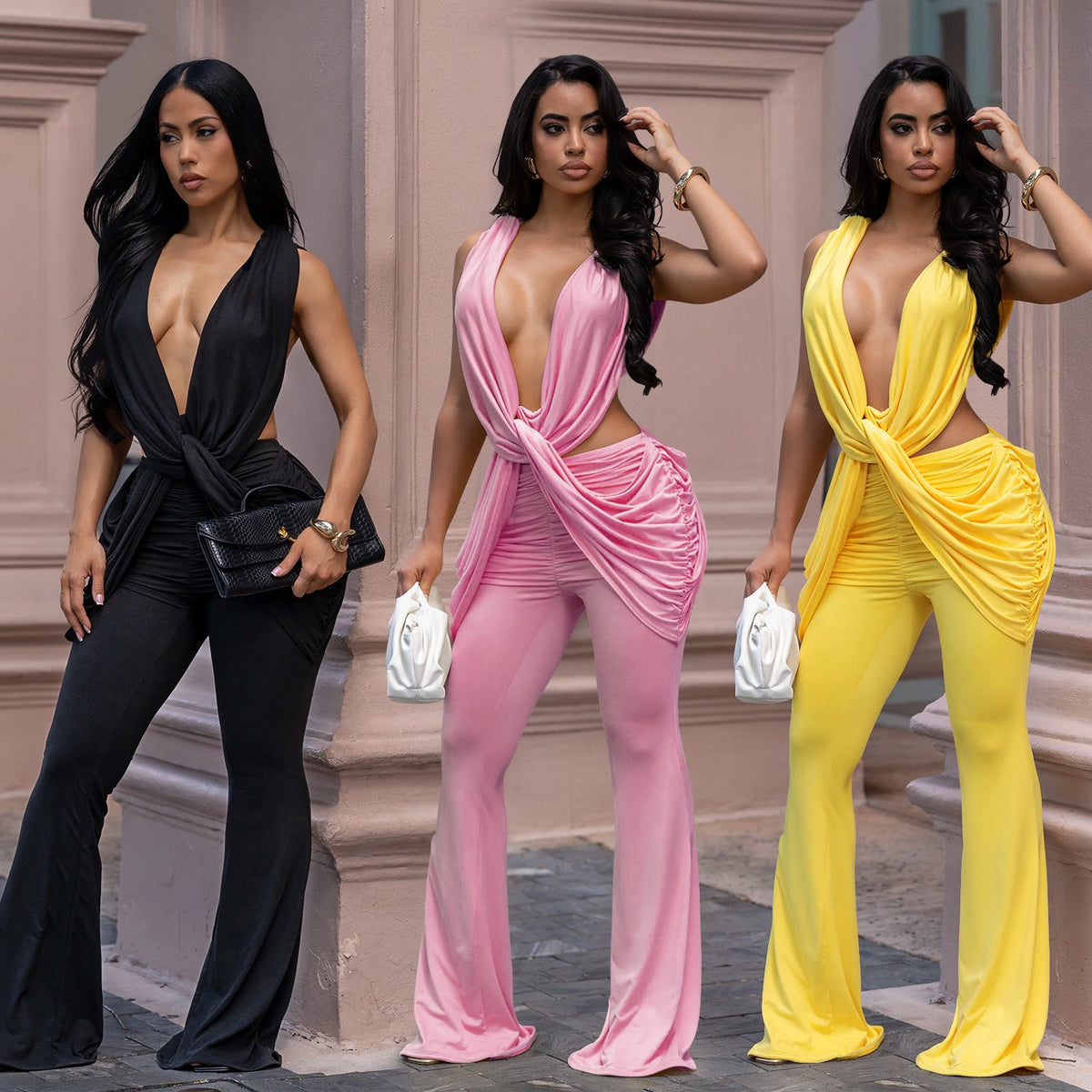C7722 Cross-Border Aliexpress Amazon European And American Fashion Women's Clothing Sexy Backless Solid Color Bodycon Jumpsuit