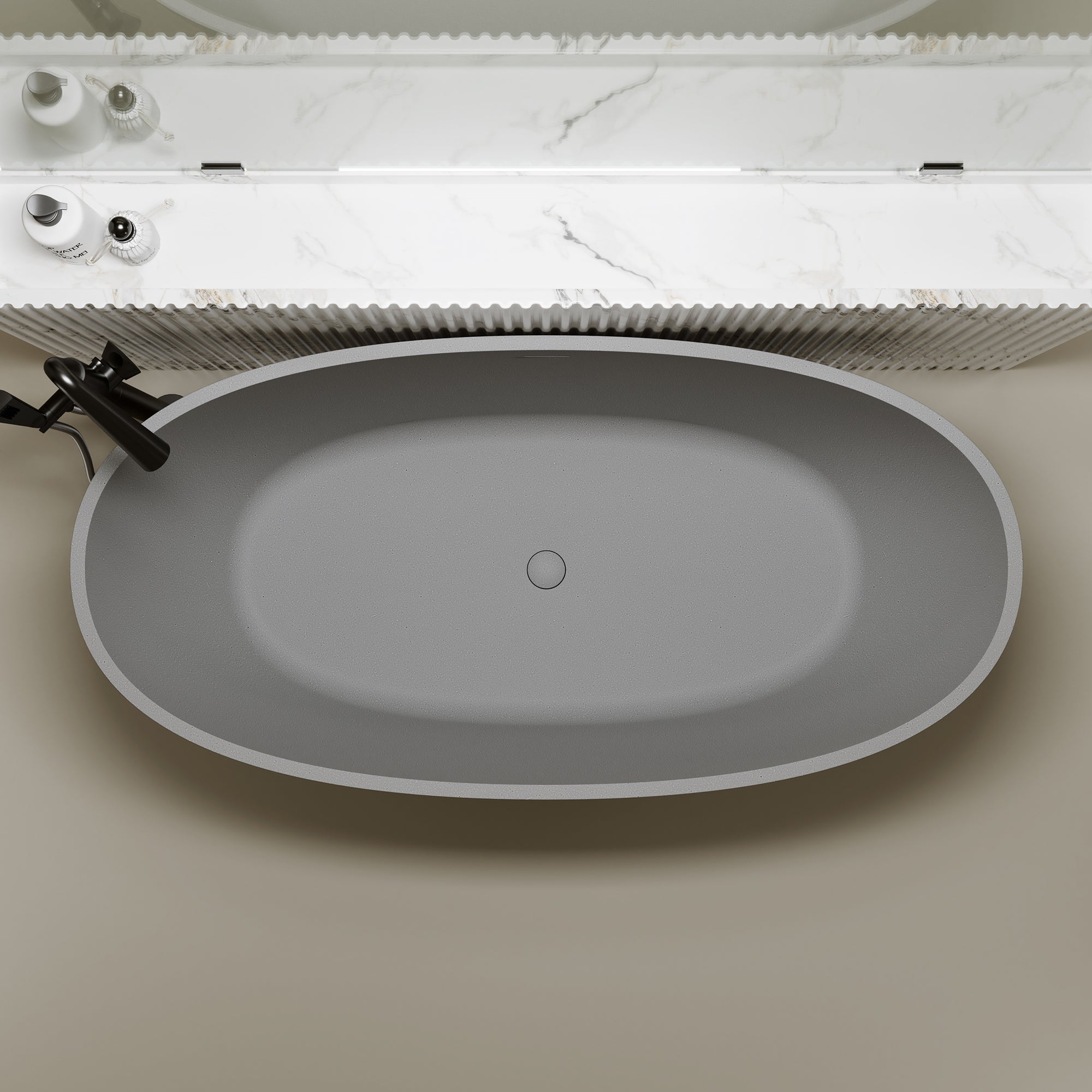 67'' Freestanding Bathtub Resin Stone Soaking Bathtub